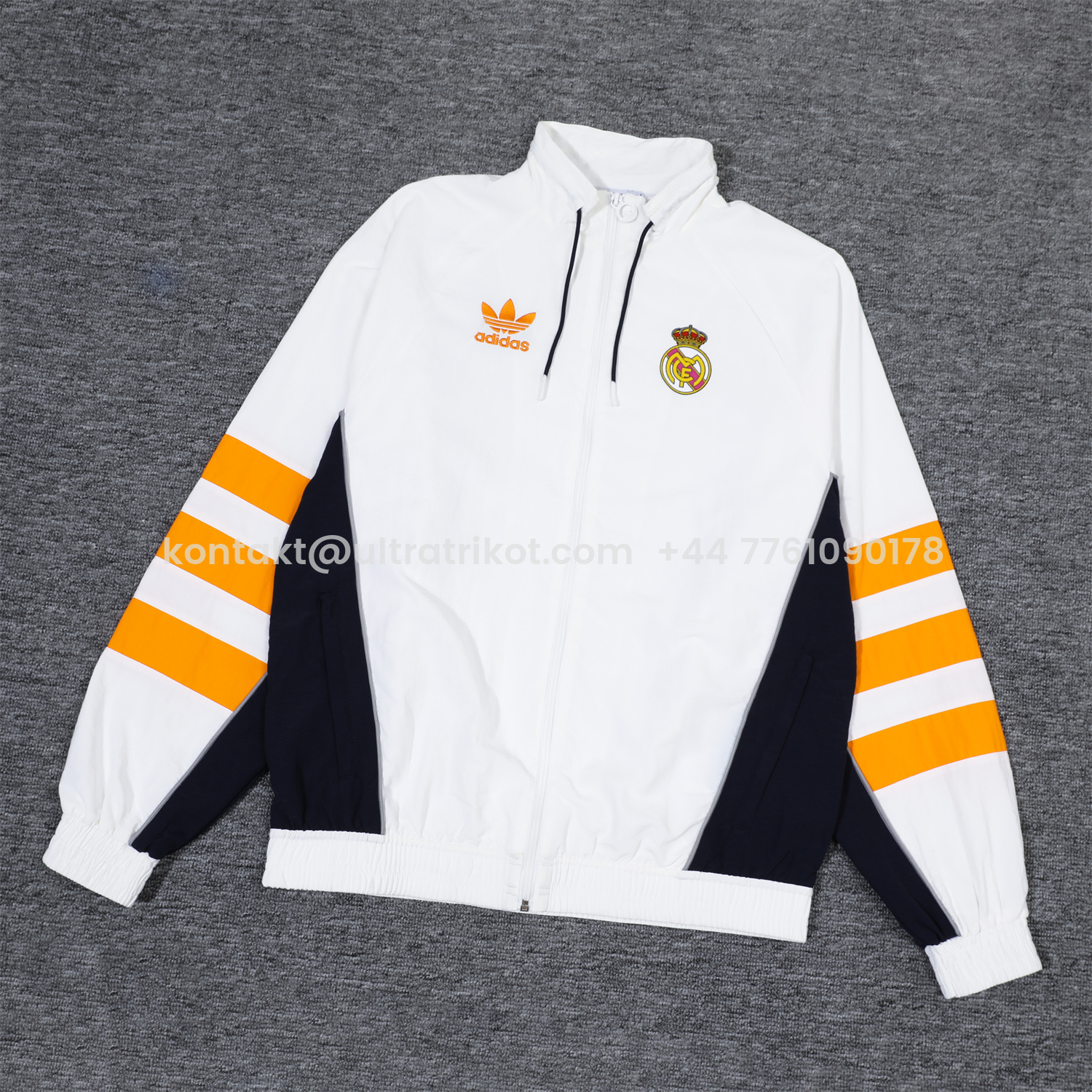UltraTrikot-Real Madrid 24-25 Retro Style Player Windbreaker Jacket Suit - White & Orange