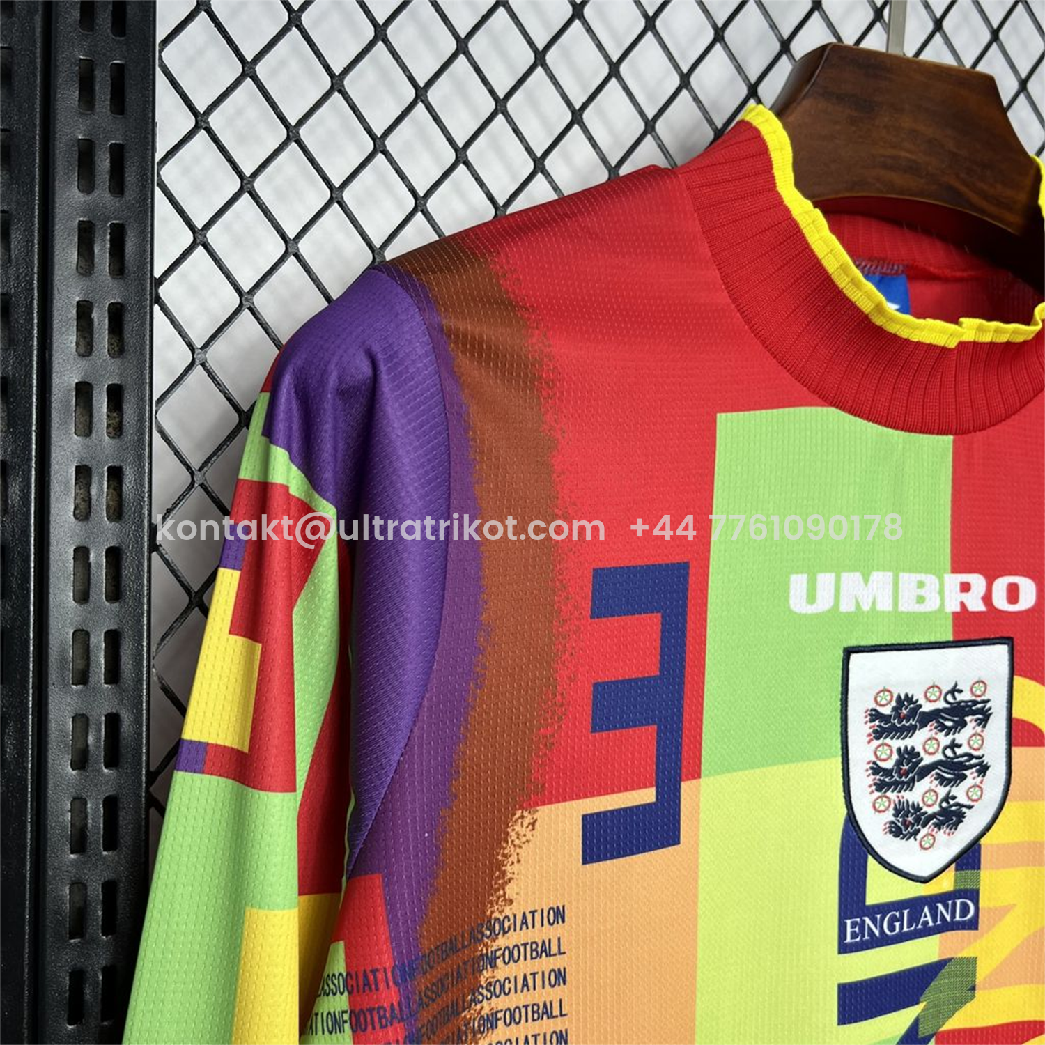 UltraTrikot-Retro England 1996 Red Goalkeeper Long Sleeve Jersey