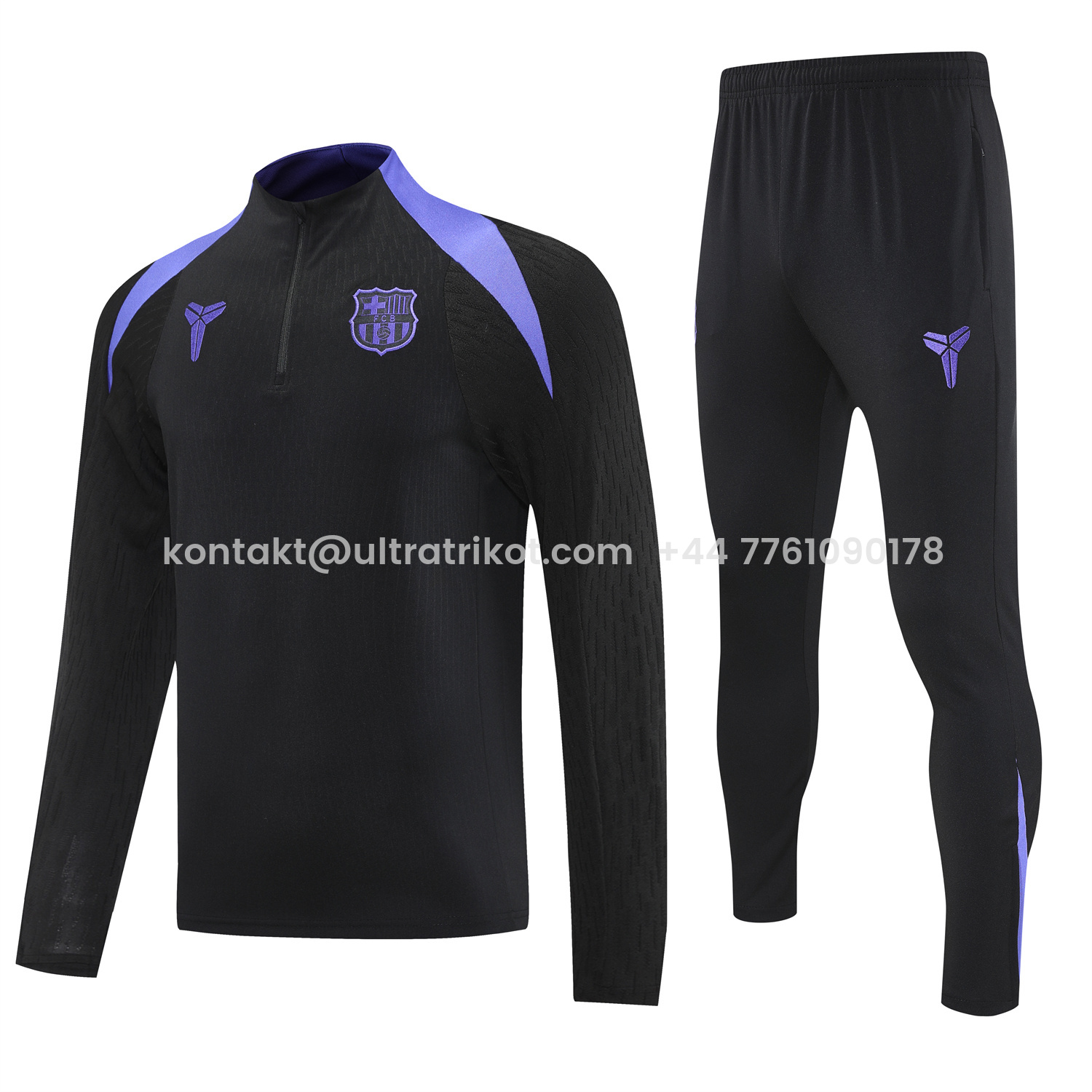 UltraTrikot-Barcelona 25-26 Long Sleeve Training Set - Black Top and Black Pants