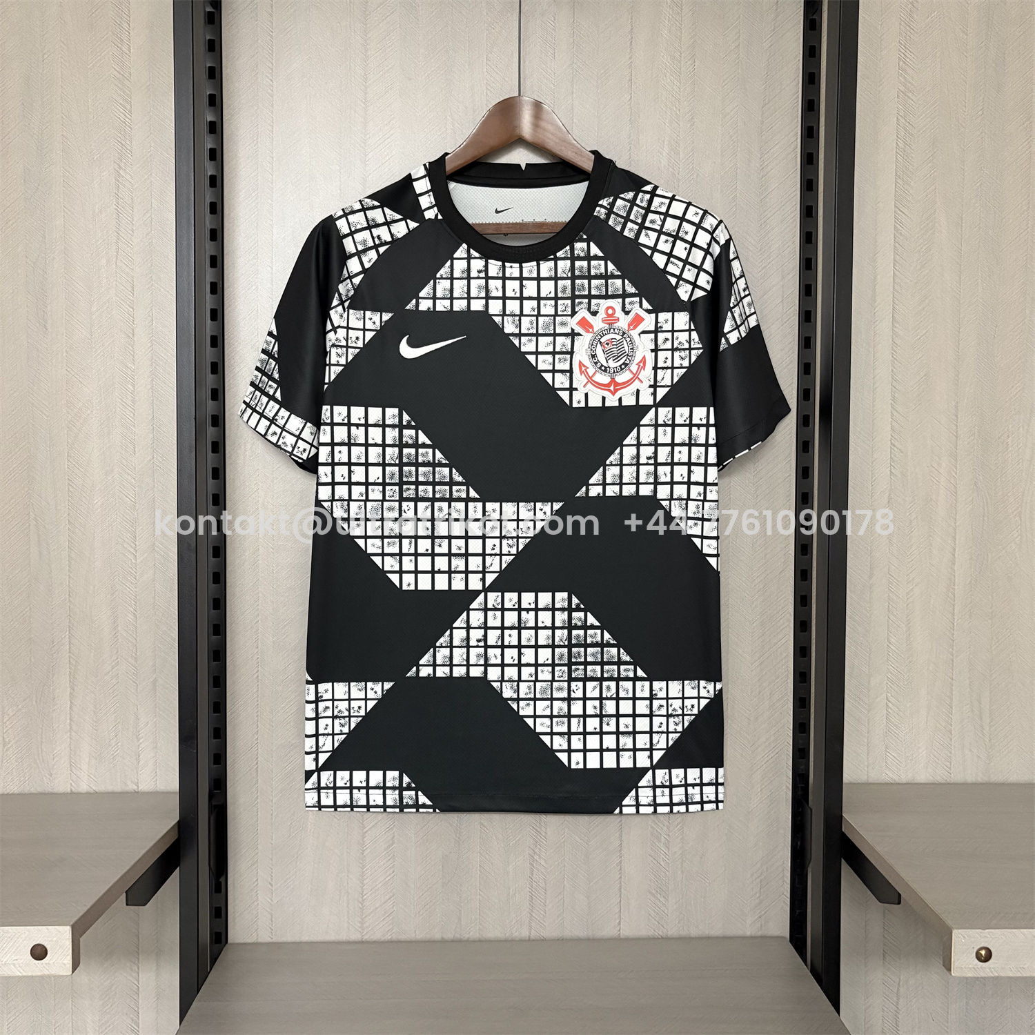 UltraTrikot-Corinthians 2025-26 White And Black Pre-Match Jersey - Fans Version