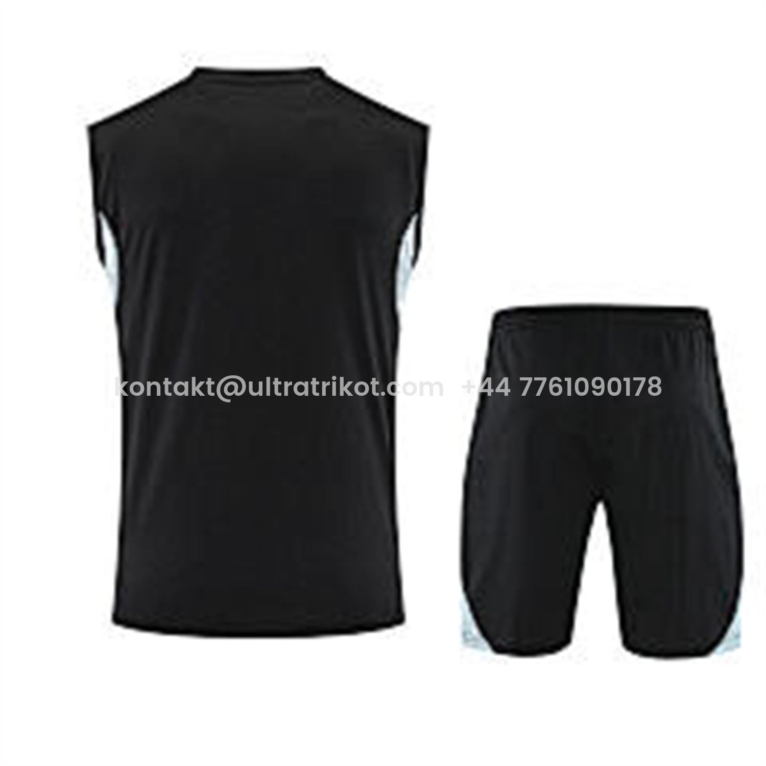 UltraTrikot-INT M.A.M 25-26 Vest Training Set - Black And Light Grey Vest & Black Shorts