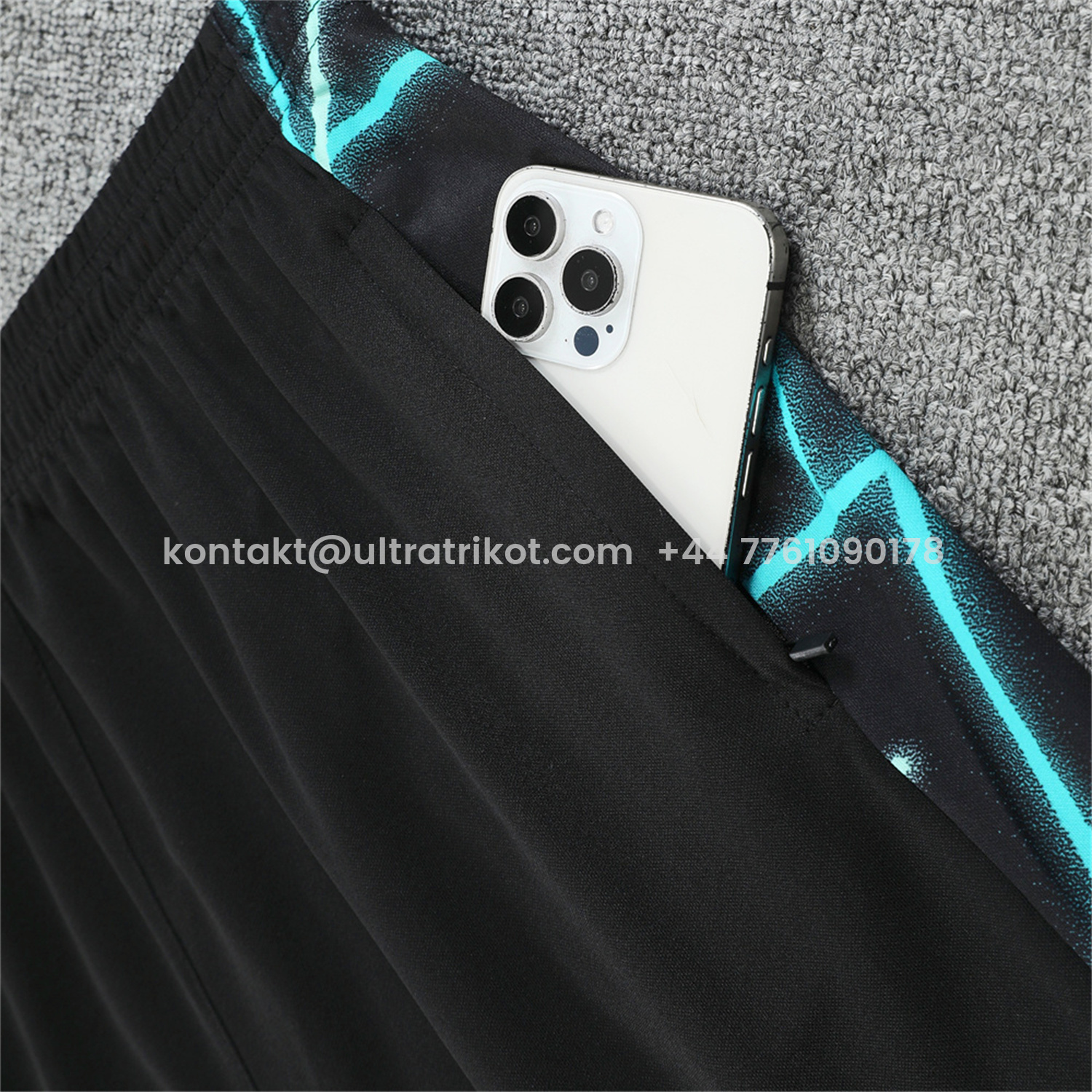 UltraTrikot-Inter Milan 25-26 Short-Sleeve Training Set - Blue Fluorescent Rays Black Top & Black Shorts