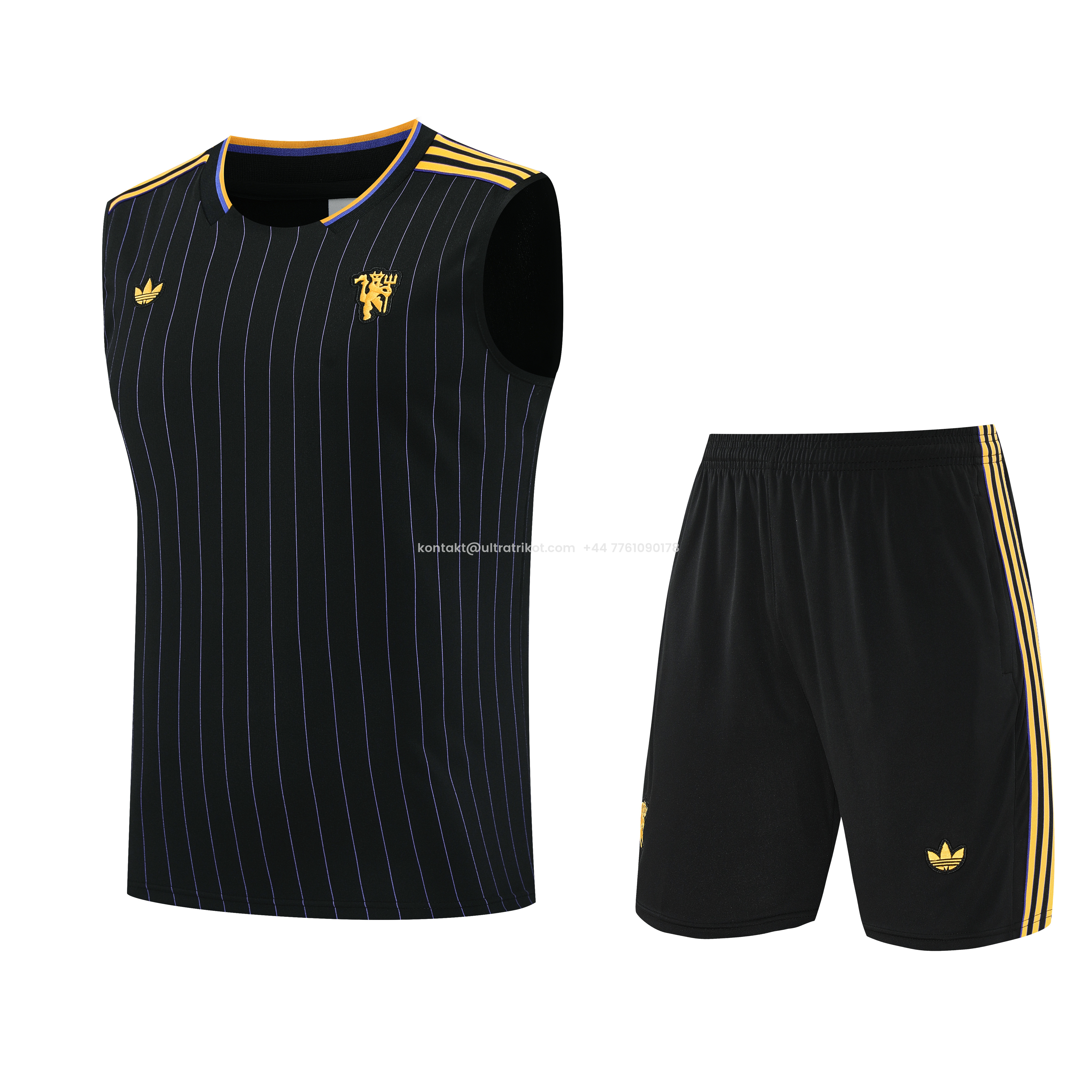UltraTrikot-Manchester United 25-26 Vest Training Set - Black Top & Black Shorts