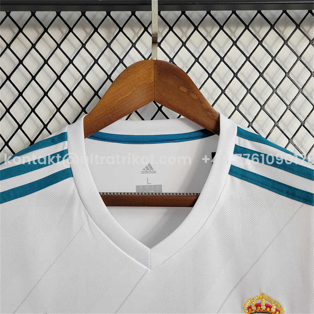UltraTrikot-Retro Real Madrid 17-18 Home Long Sleeve Jersey - with Champions League Final Final