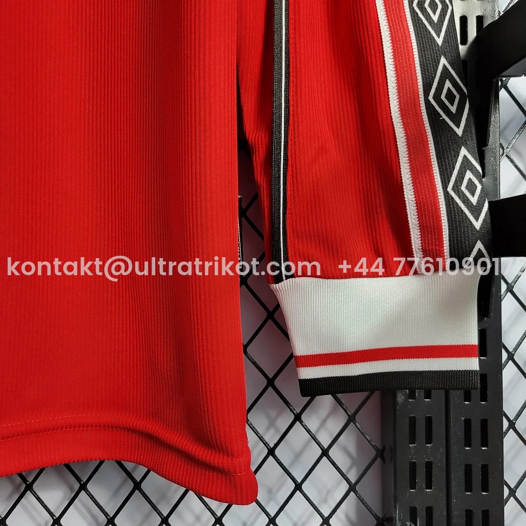 UltraTrikot-Retro Manchester United 98-99 Home Long Sleeve Jersey