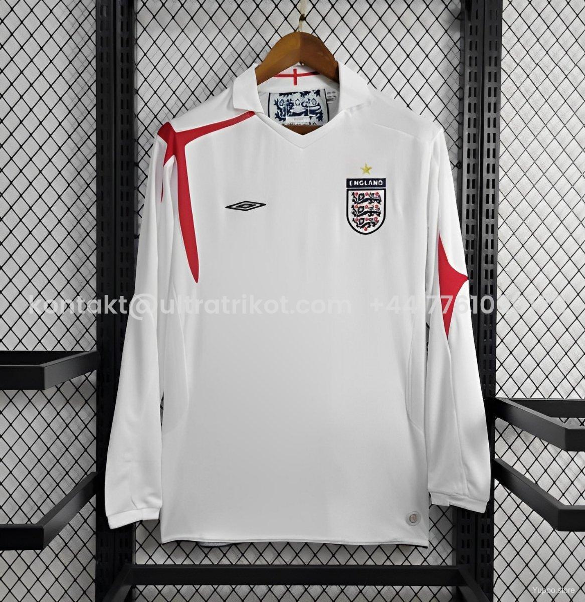 UltraTrikot-Retro England 2006 Home Long Sleeve Jersey