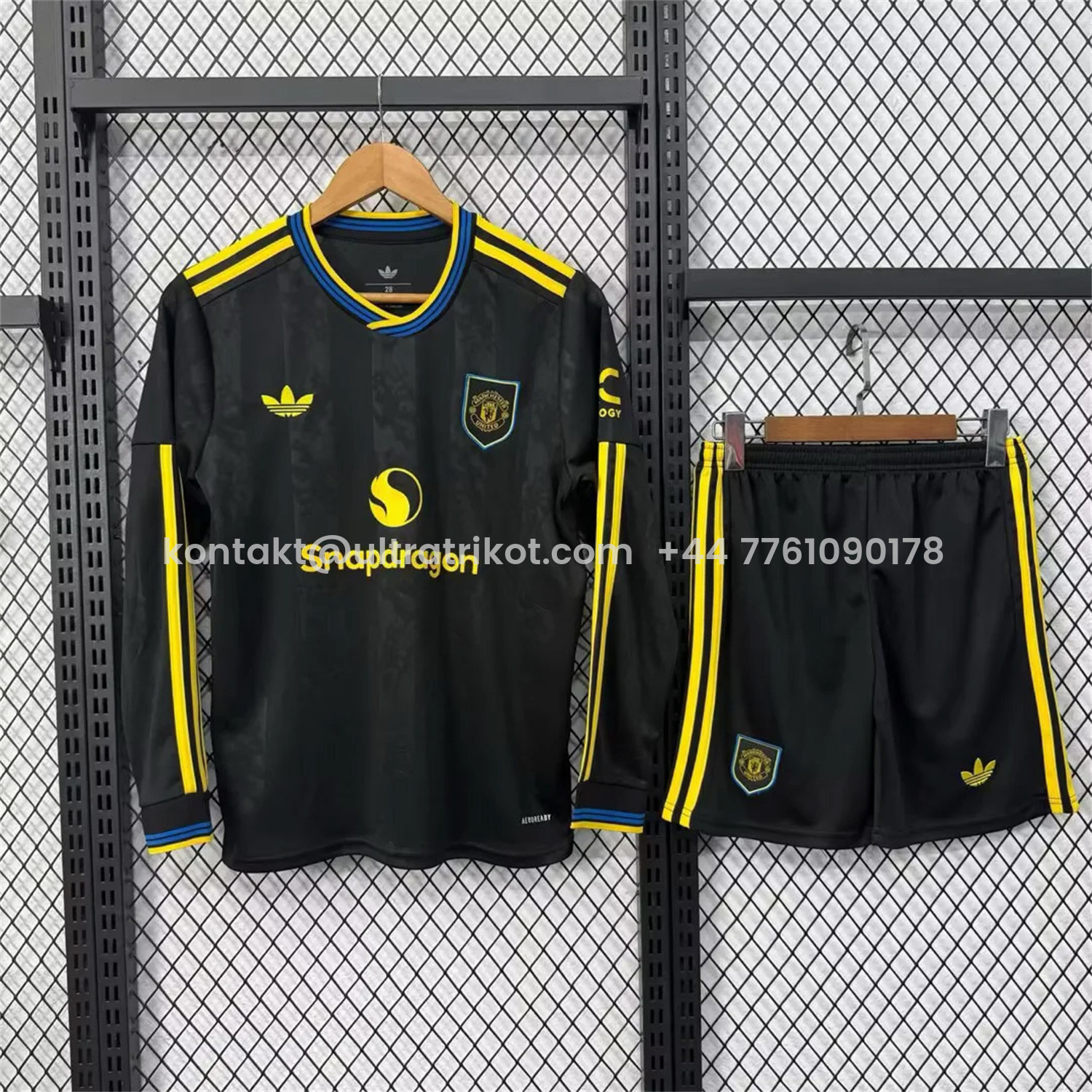 UltraTrikot-Manchester United 25-26 Third Black Long Sleeves Kids Kit