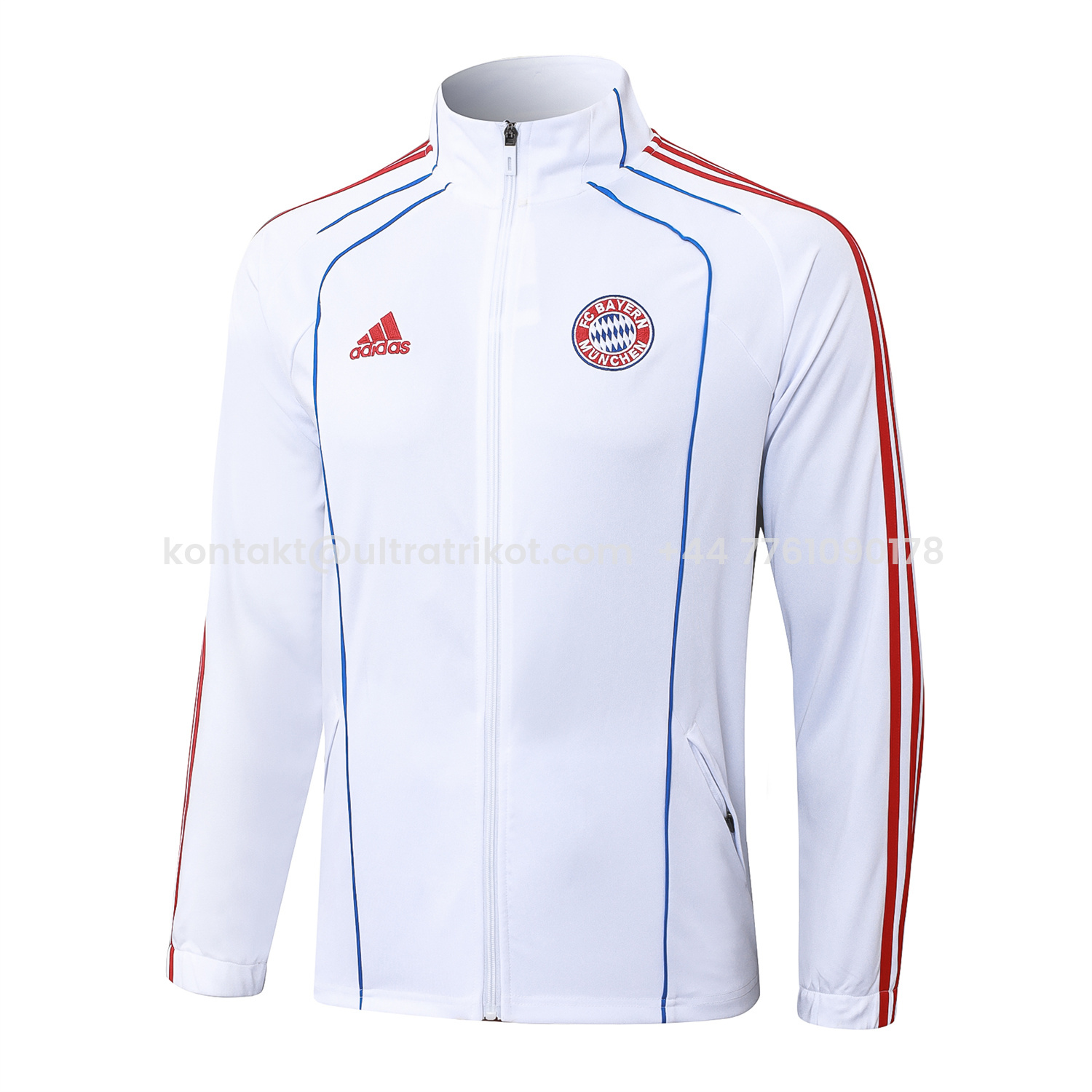 UltraTrikot-Bayern Munich 25-26 Jacket Training Tracksuit - White Throwback Jackets & Grey Pants