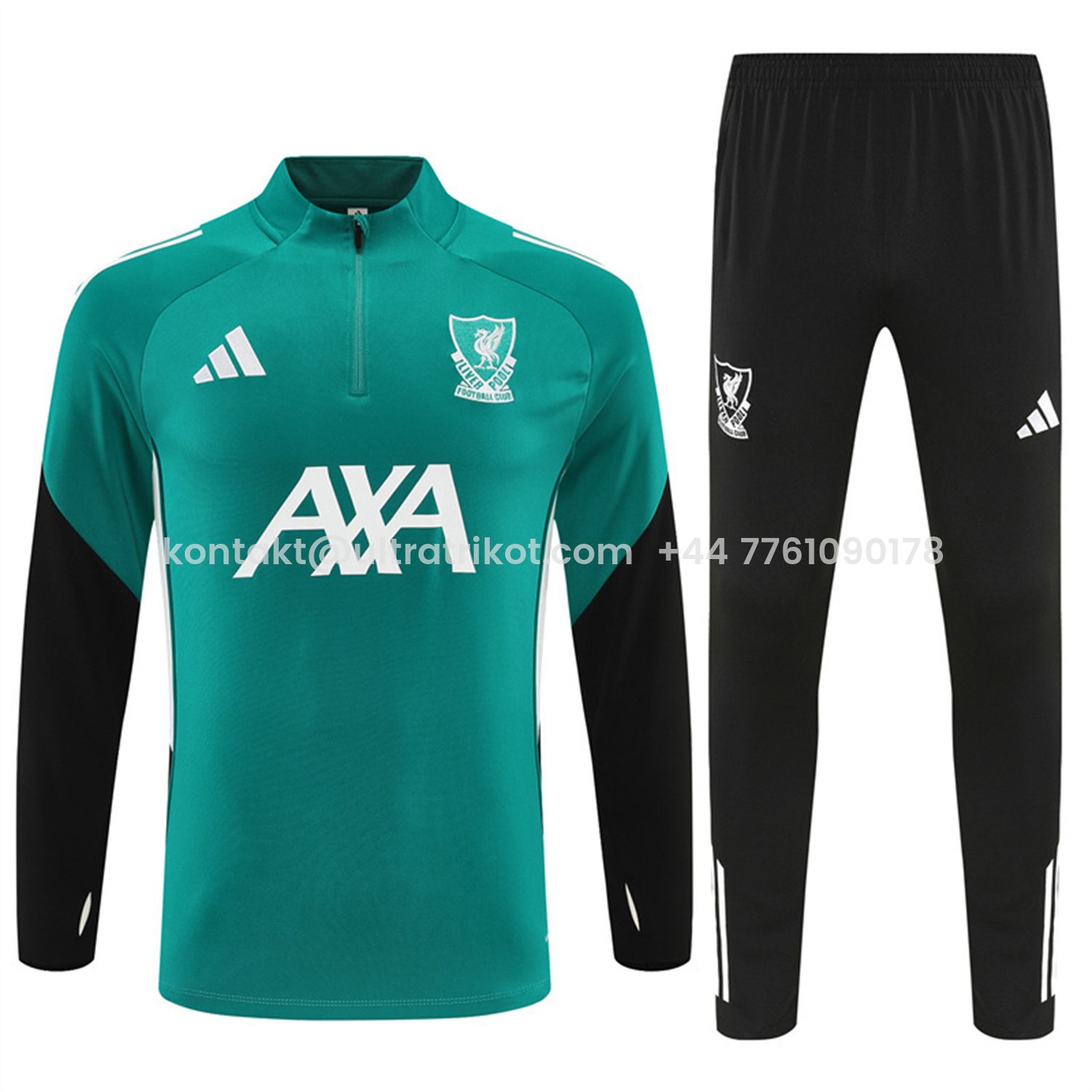 UltraTrikot-Liver.pool 25-26 Long Sleeve Training Set - Green Top & Black Pants