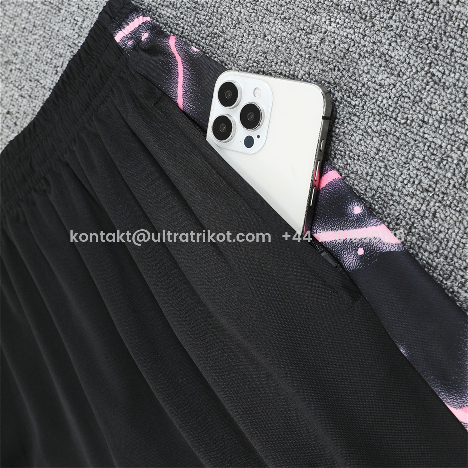 UltraTrikot-Paris Saint-Germain PSG 25-26 Short-Sleeve Training Set - Pink Fluorescent Rays Black Top & Black Shorts