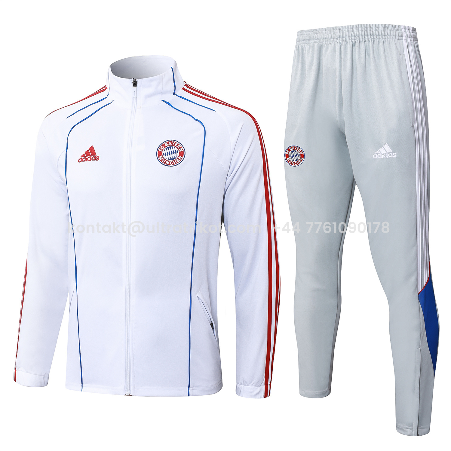 UltraTrikot-Bayern Munich 25-26 Jacket Training Tracksuit - White Throwback Jackets & Grey Pants