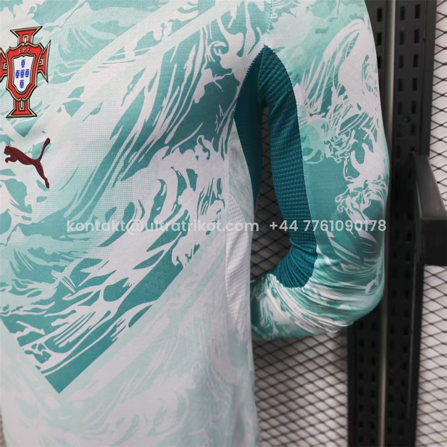 UltraTrikot-Portugal 2026 Away White And Cyan Long Sleeves Jersey - Player Version