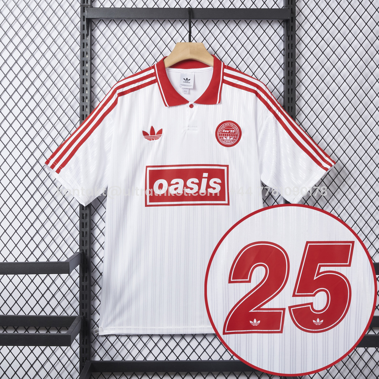 UltraTrikot-Bohemian 25-26 Oasis Originals Tour White And Red Jersey With Number 25 - Fans Version