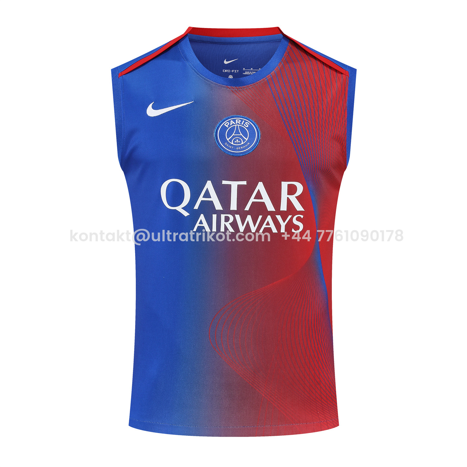 UltraTrikot-Paris Saint-Germain PSG 25-26 Vest Training Set - Red And Blue Lines Vest & Blue Shorts