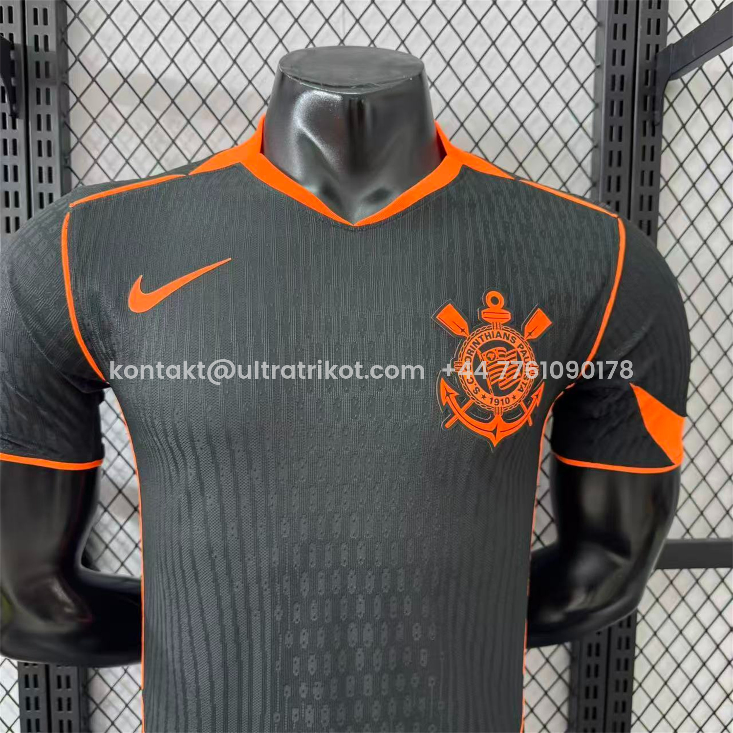 UltraTrikot-Corinthians 25-26 Third Orange Lines Black Jersey - Player Version