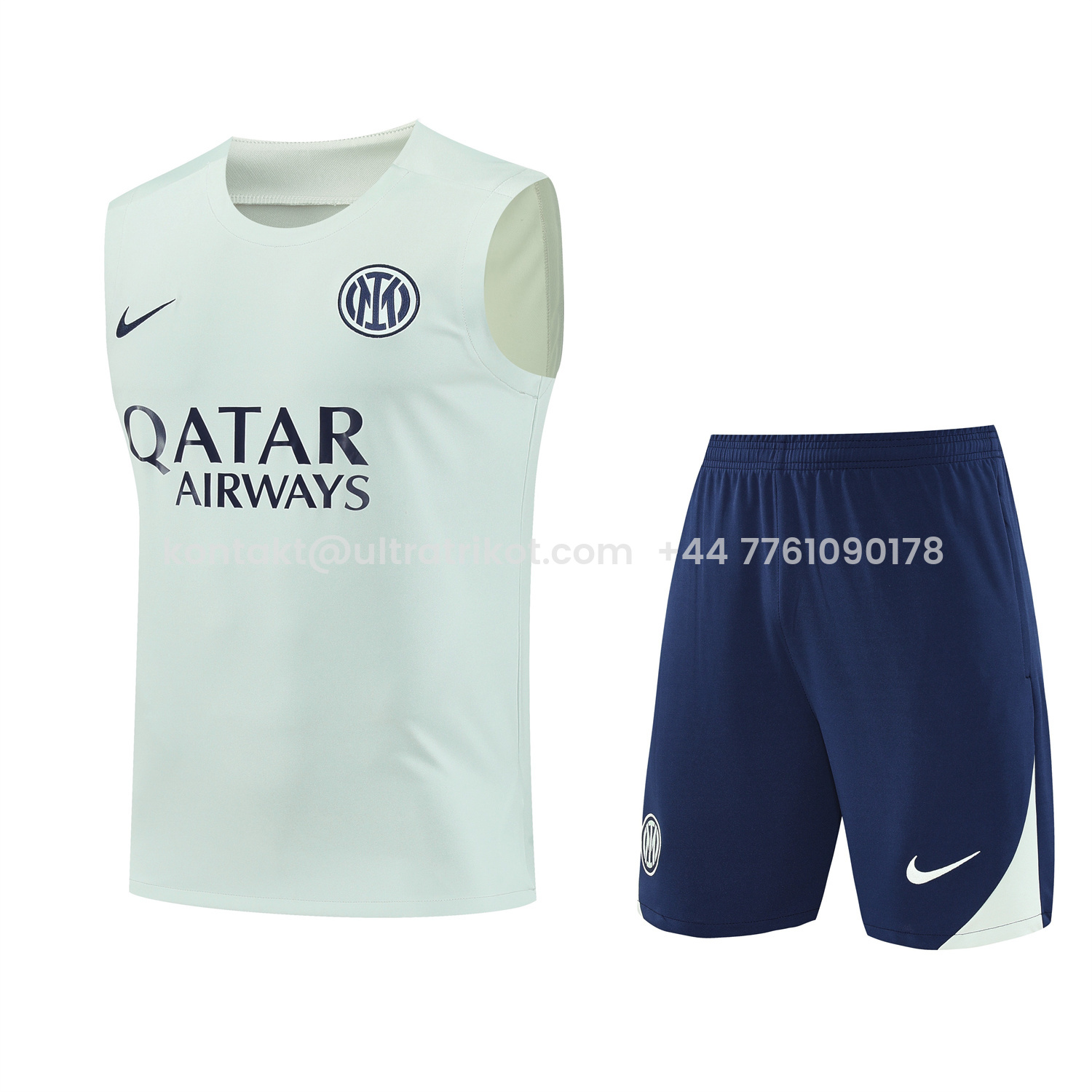 UltraTrikot-Inter Milan 25-26 Vest Training Set - White Vest & Blue Shorts