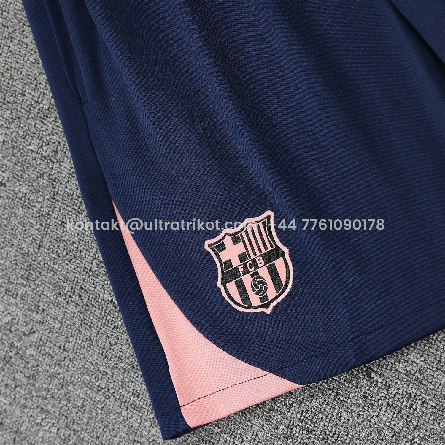 UltraTrikot-Barcelona 25-26 Vest Training Set - Cream Vest & Deep Blue Shorts