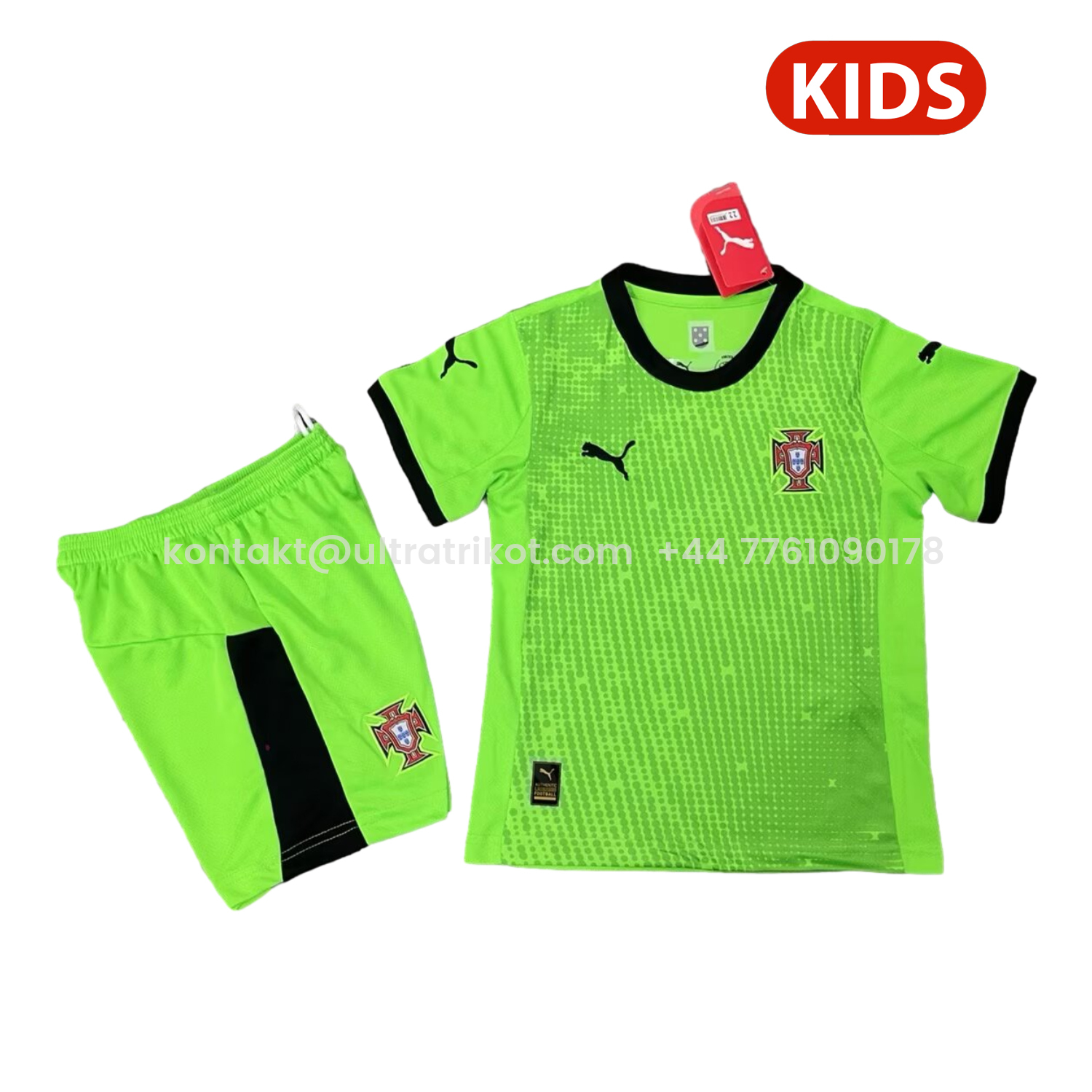 UltraTrikot-Portugal 2025-26 Green Goalkeeper Kids Kit