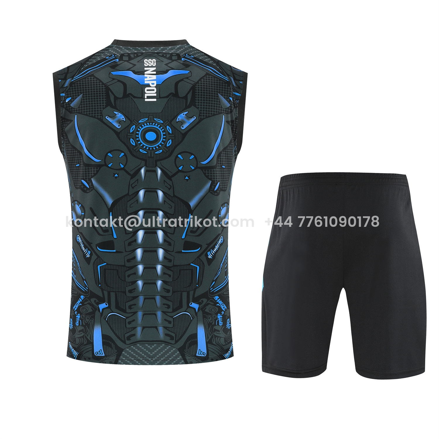 UltraTrikot-Napoli 25-26 Vest Training Set - Black Mecha Vest & Black Shorts