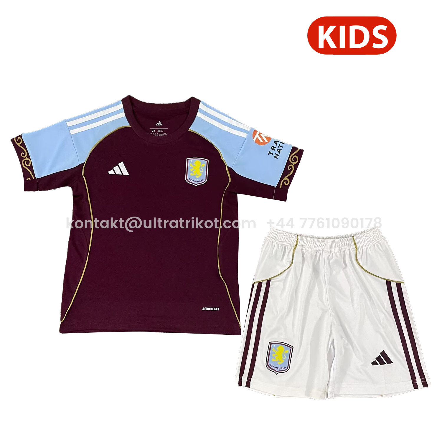 UltraTrikot-Aston Villa 25-26 Home Unsponsored Kids Kit