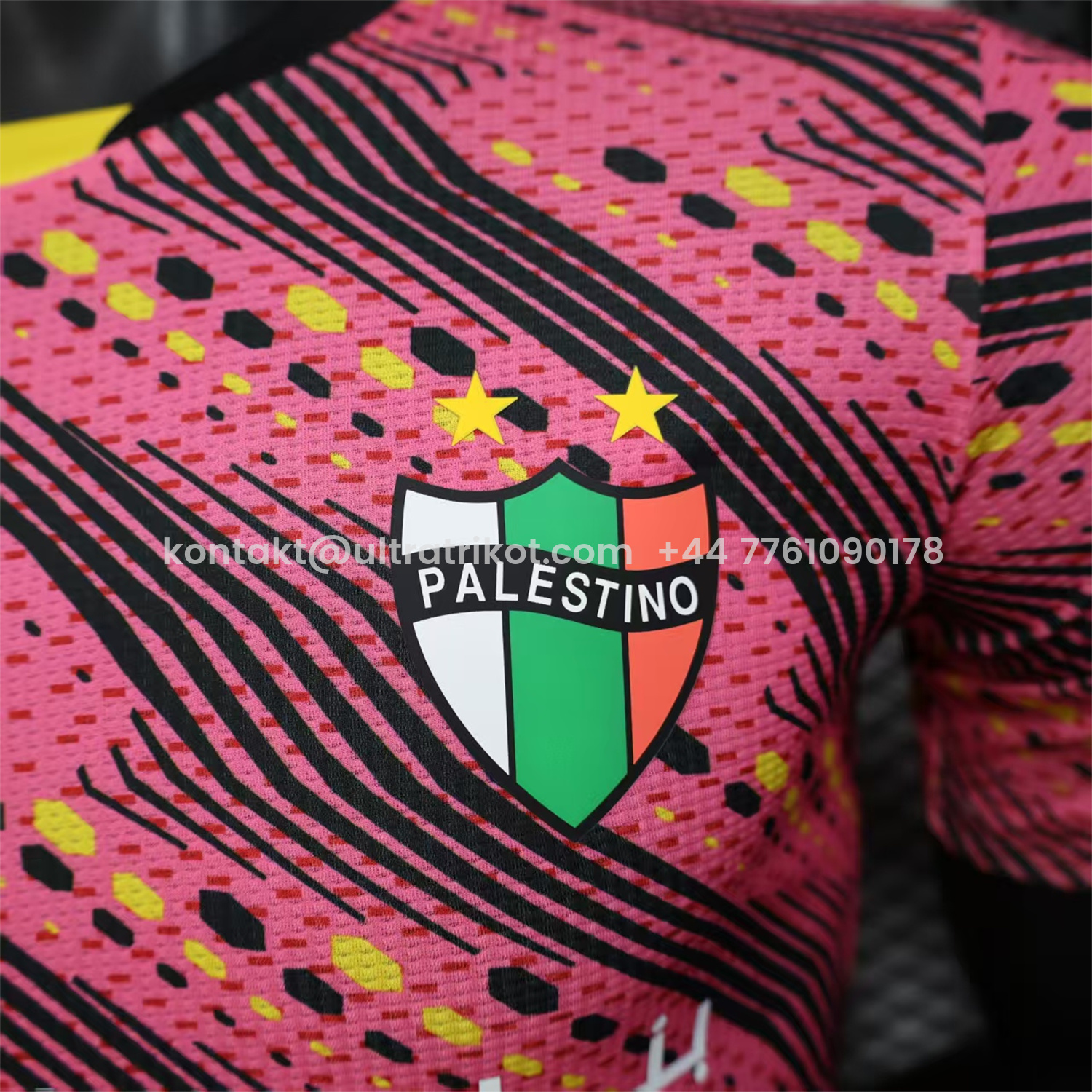 UltraTrikot-Club Deportivo Palestino Palestine 25-26 Black Lines Pink Jersey With L‘BONVIEU No.11 - Player Version