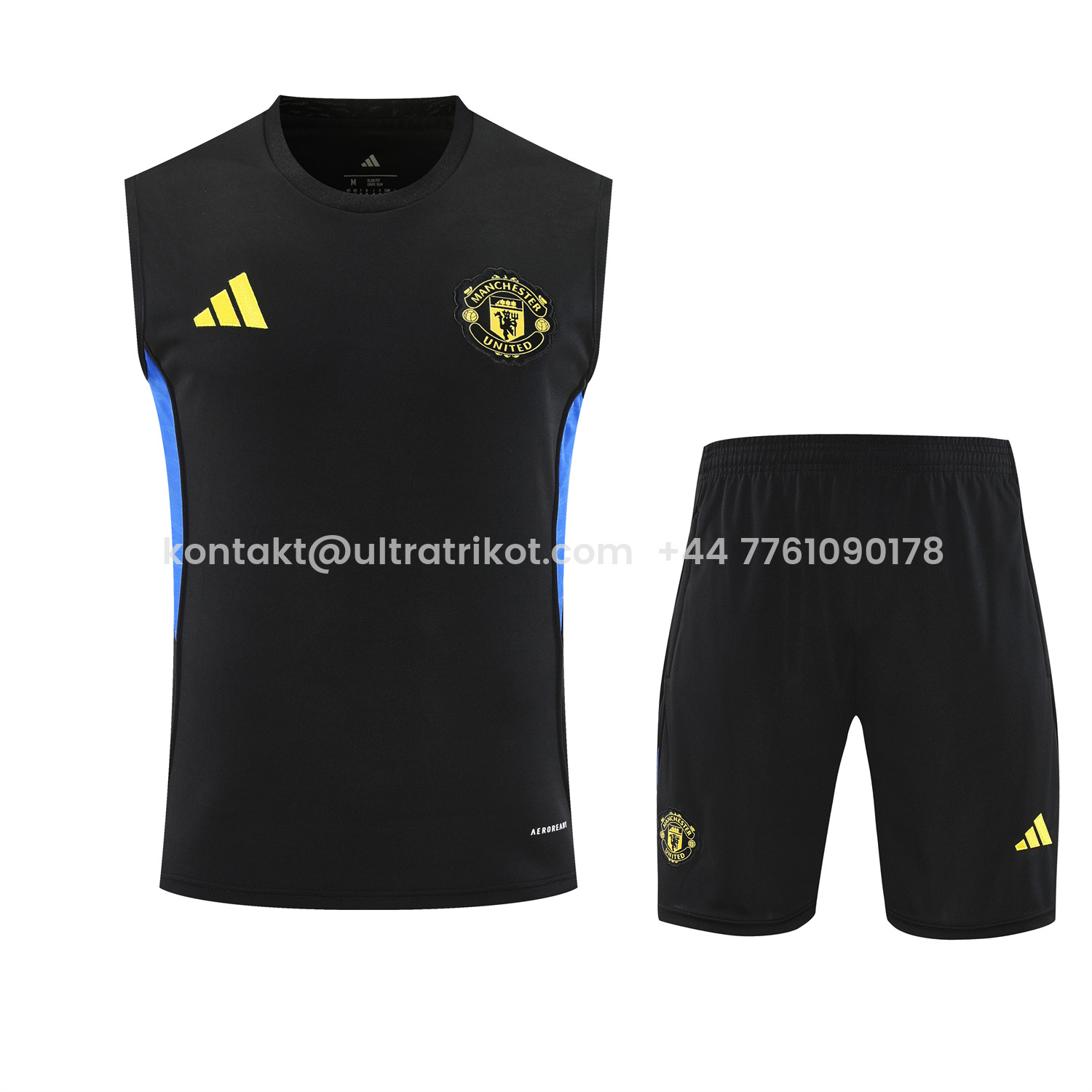 UltraTrikot-Manchester United 25-26 Vest Training Set - Black And Light Grey Vest & Black Shorts