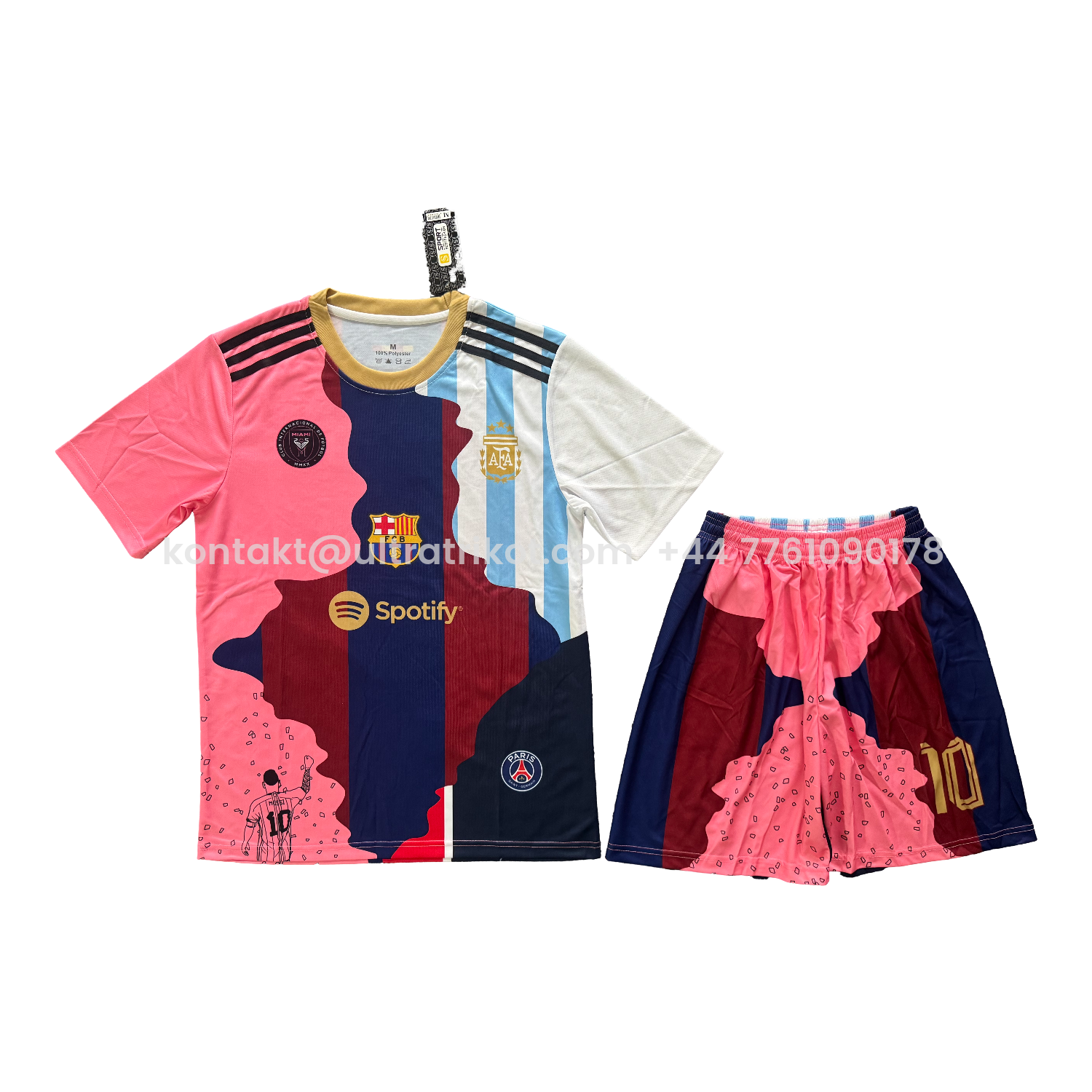 UltraTrikot-Messi Career Commemorative Men's Adult Jersey Set - Fans Versionwith Messi #10 - Barcelona Argentina Paris Saint-Germain PSG INT M.A.M
