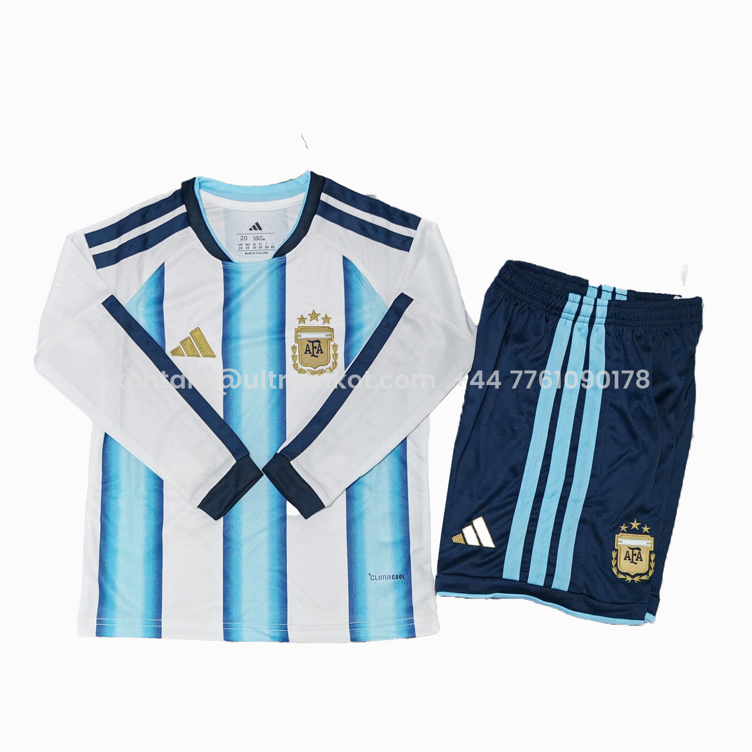 UltraTrikot-Argentina 2026 Home Long Sleeves Kids Kit - Without Chest Patch
