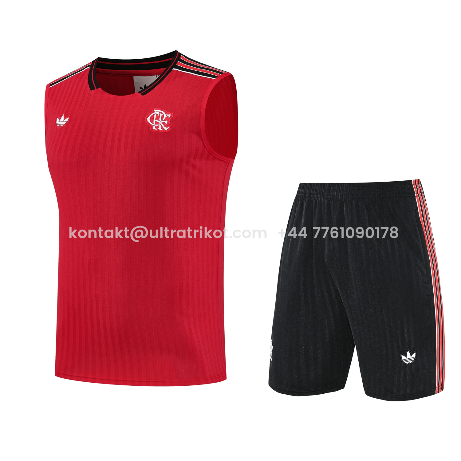 UltraTrikot-Flamengo 25-26 Short-Sleeve Training Set - Red Vest & Black Shorts