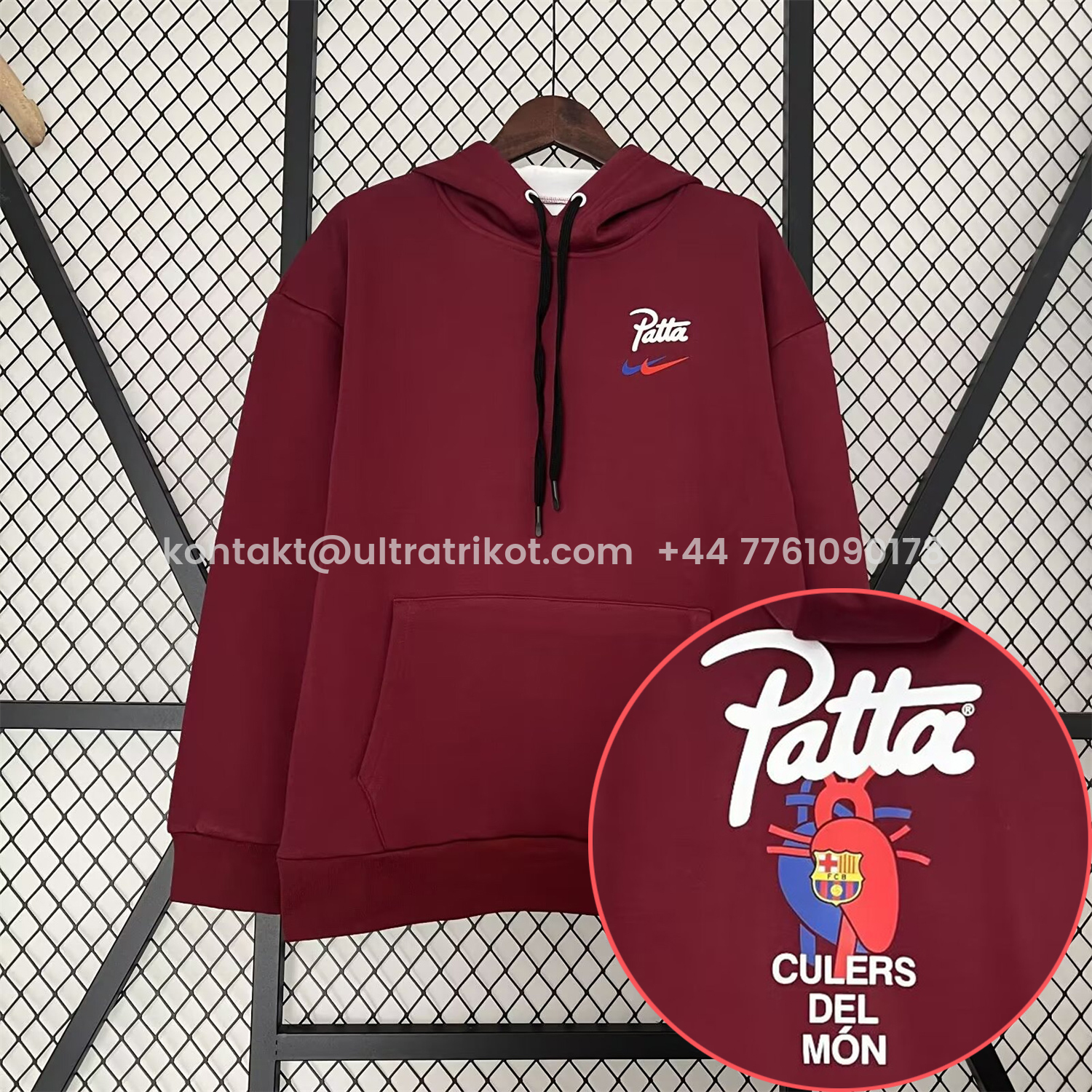 UltraTrikot-Barcelona x Patta 25-26 Red Unisex Pullover Hoodie