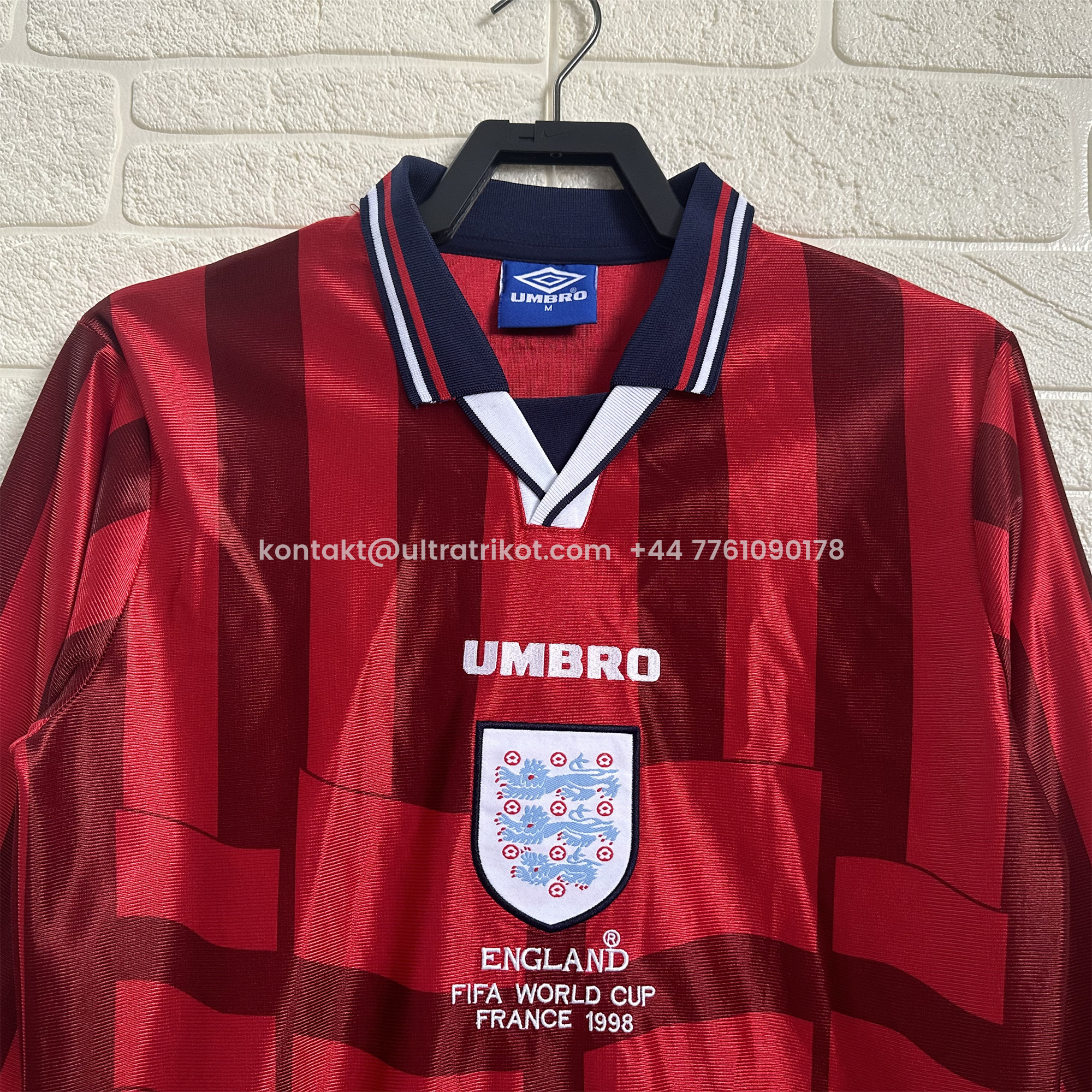 UltraTrikot-Retro England 1998 Away Long Sleeve Jersey