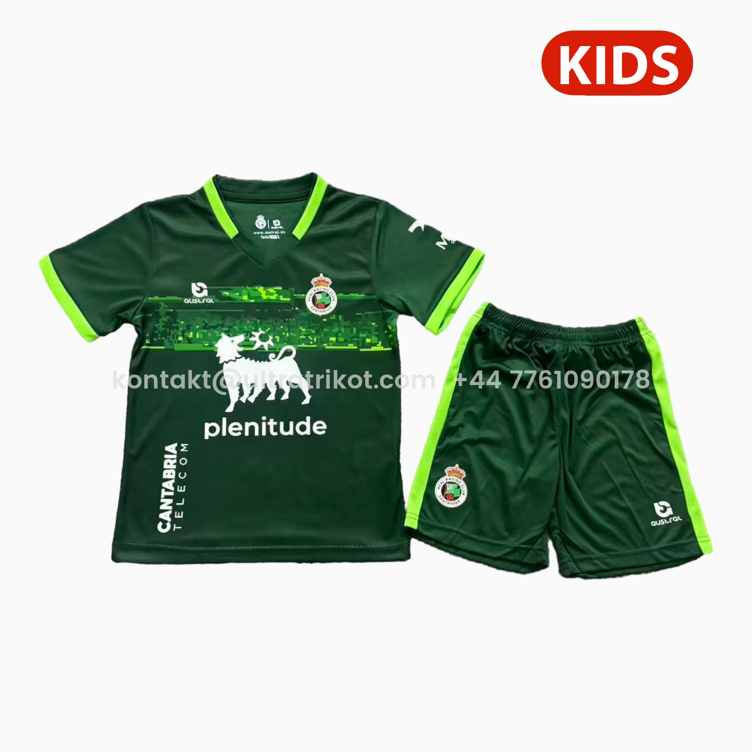UltraTrikot-Racing de Santander 25-26 Away Green Kids Kit