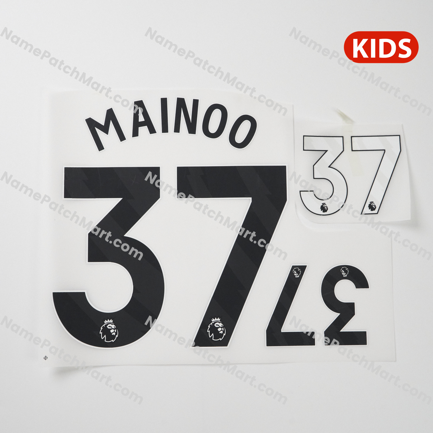 KIDS Mainoo #37 (Premier League) - Manchester United 25-26 Away  | Name Number Set - NamePatchMart.COM