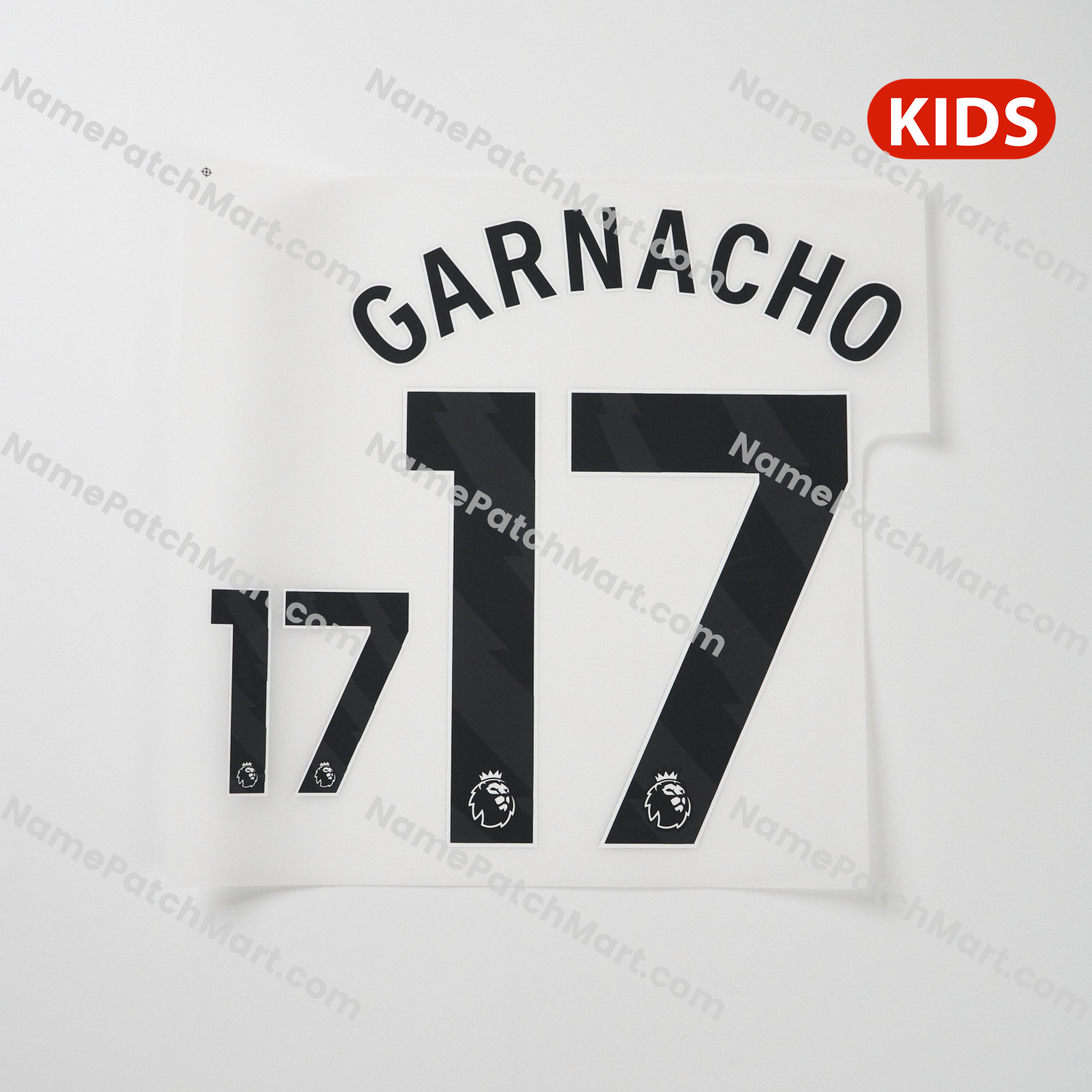KIDS Garnacho #17 (Premier League) - Manchester United 25-26 Away  | Name Number Set - NamePatchMart.COM