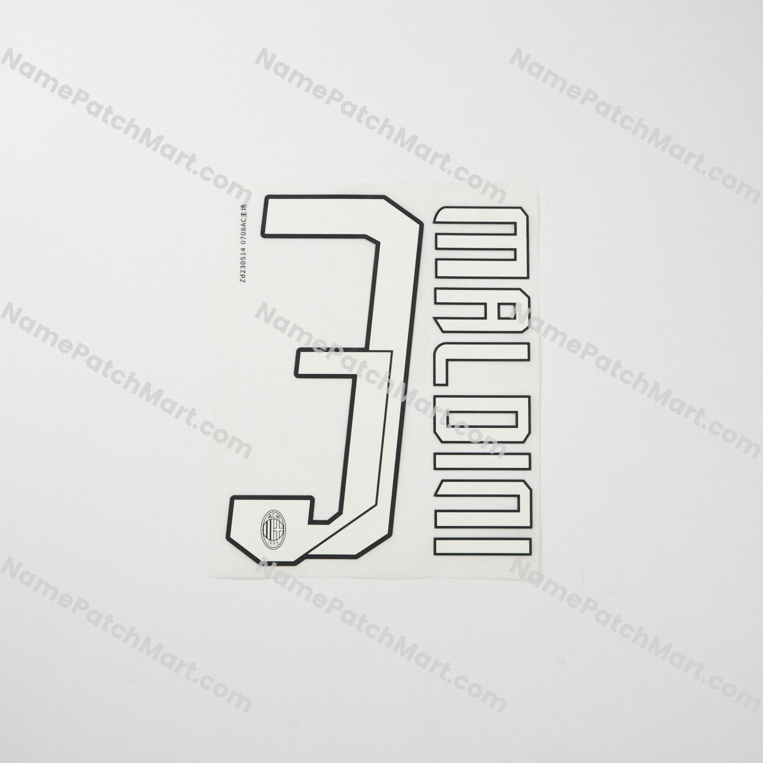 Maldini #3 - AC Milan 2007-08 Home  | Name Number Set - NamePatchMart.COM