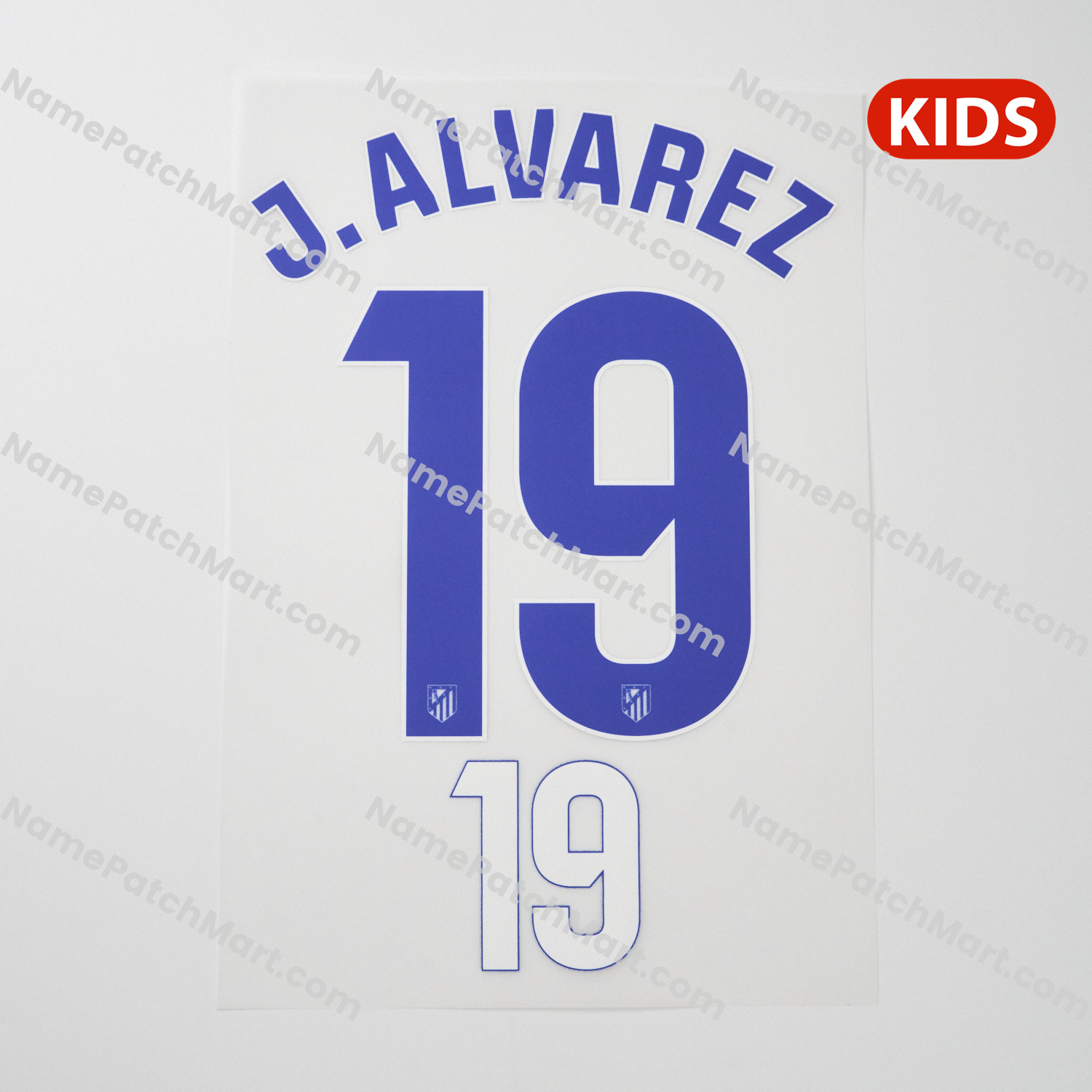 KIDS J. Álvarez #19 - Atletico Madrid 25-26 Home  | Name Number Set - NamePatchMart.COM