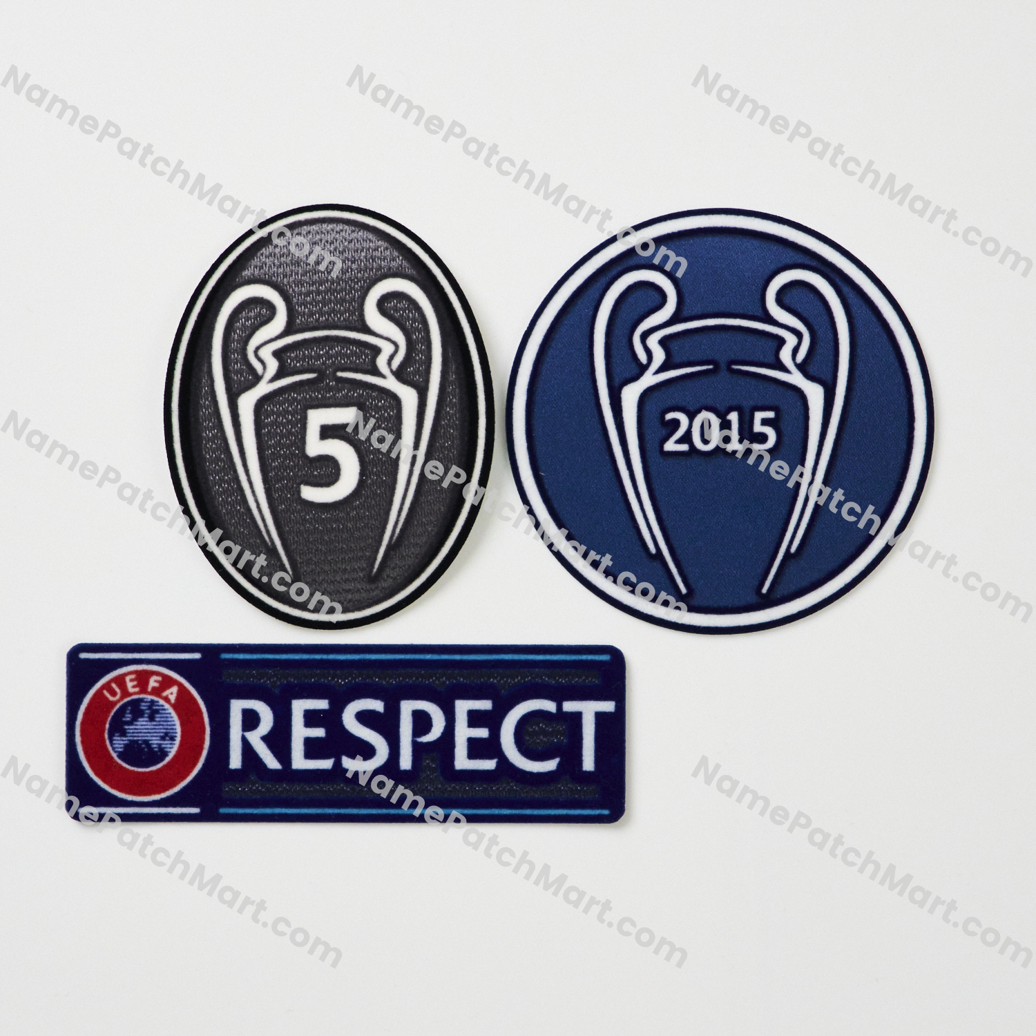 2015-16 Barcelona Champions League Patch Set ( 2015 Winners + 5 Times Winner + Respect)  | Name Number Set - NamePatchMart.COM