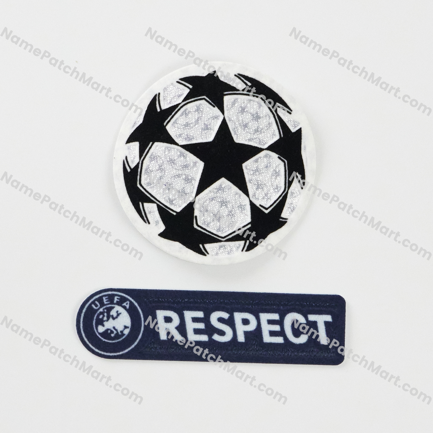 2010-12 UCL Starball + UEFA Blue Respect Patch Set  | Name Number Set - NamePatchMart.COM