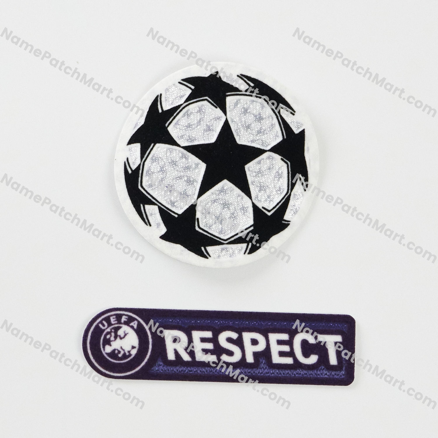 2008-09 UCL Starball + UEFA Purple Respect Patch Set  | Name Number Set - NamePatchMart.COM