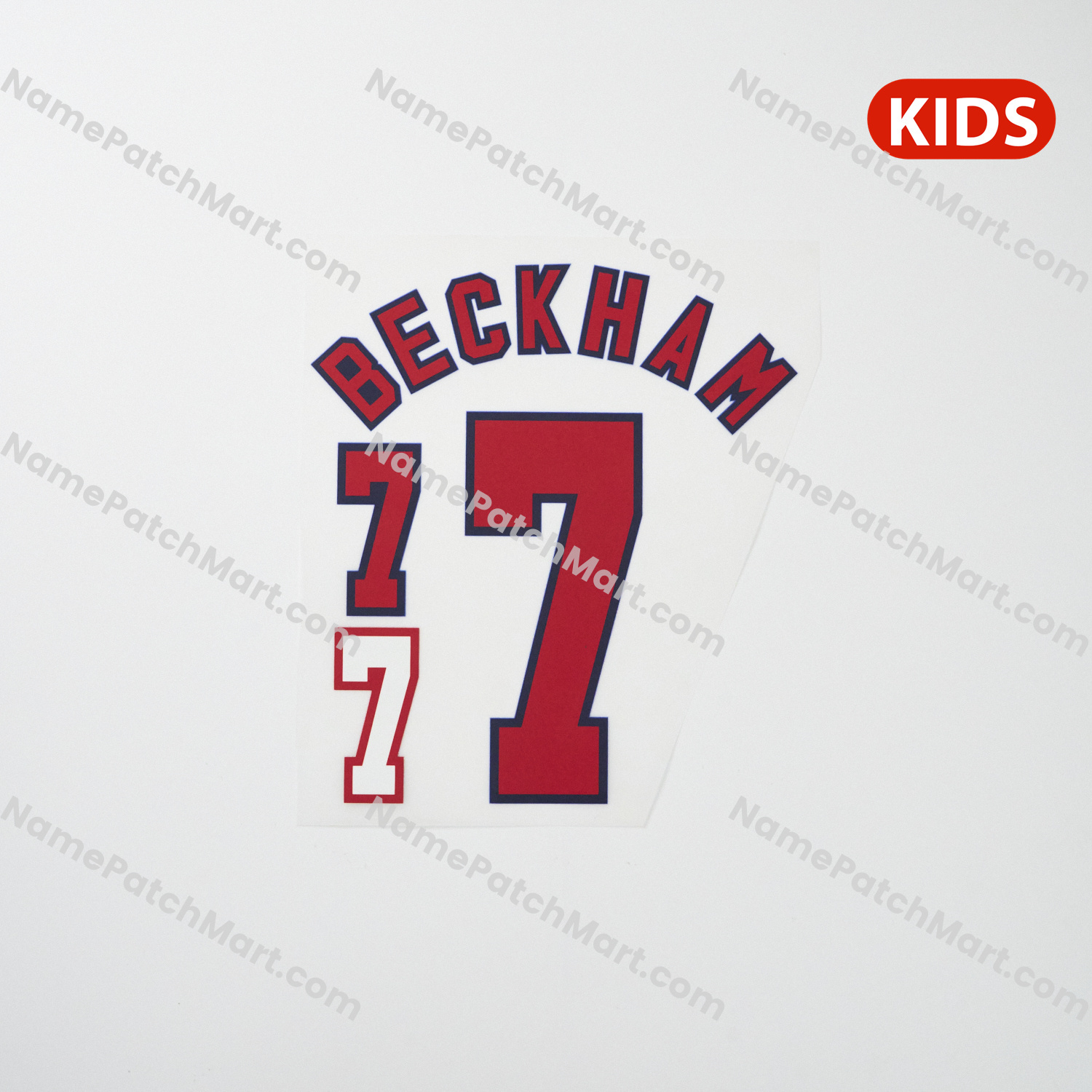 KIDS Beckham #7 - England 1998 Home  | Name Number Set - NamePatchMart.COM