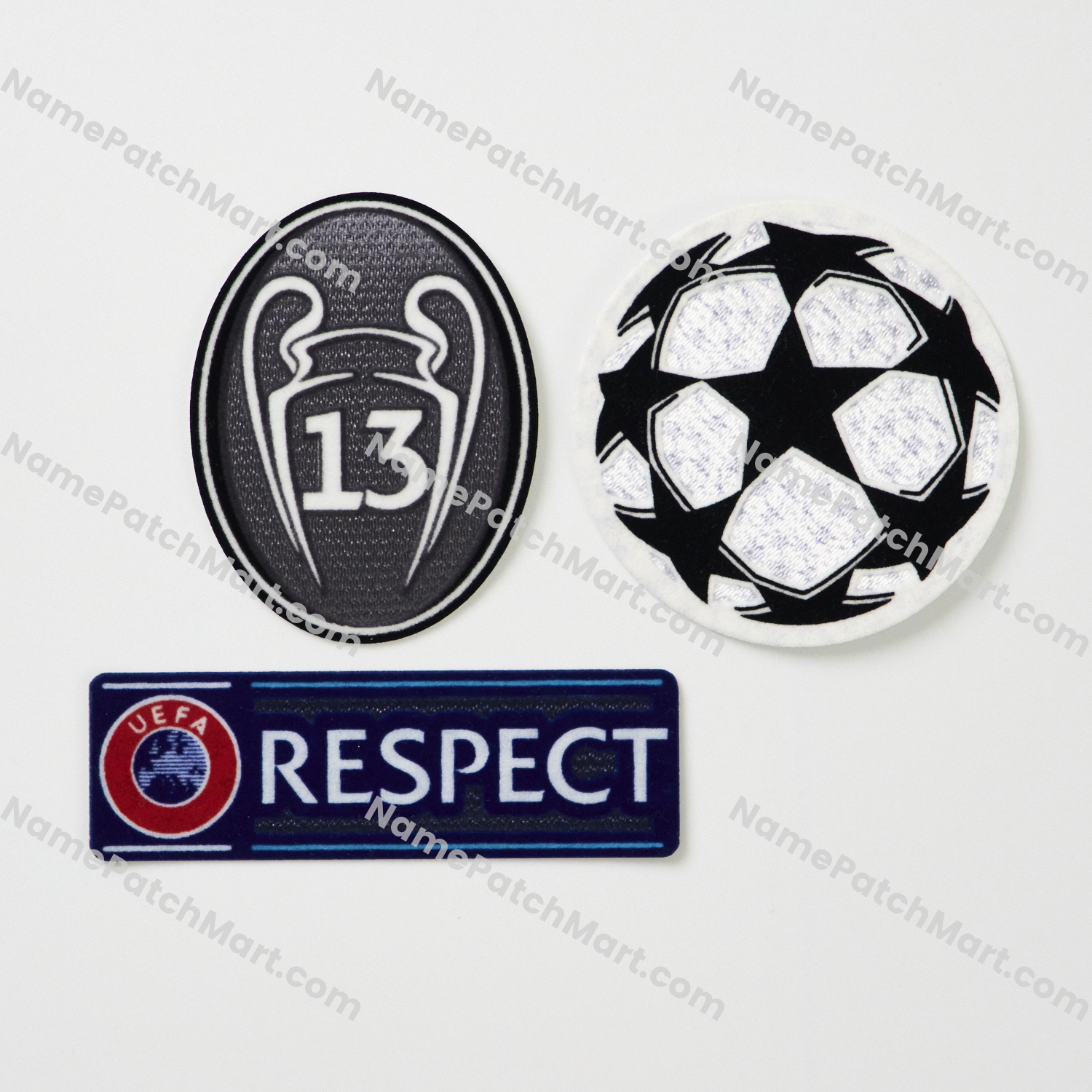 2019-20 20-21 Real Madrid Champions League Patch Set ( UCL Starball + 13 Times Winner + Respect)  | Name Number Set - NamePatchMart.COM