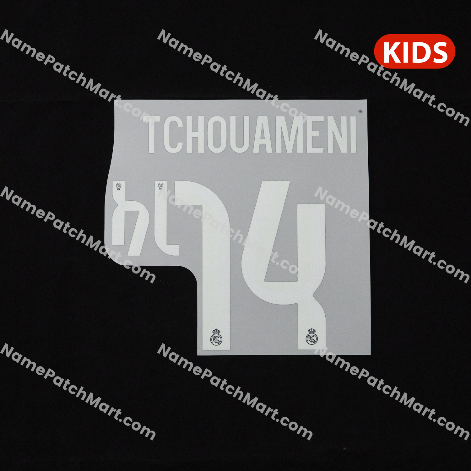 KIDS Tchouameni #14 (Champions League) - Real Madrid 25-26 Away  | Name Number Set - NamePatchMart.COM