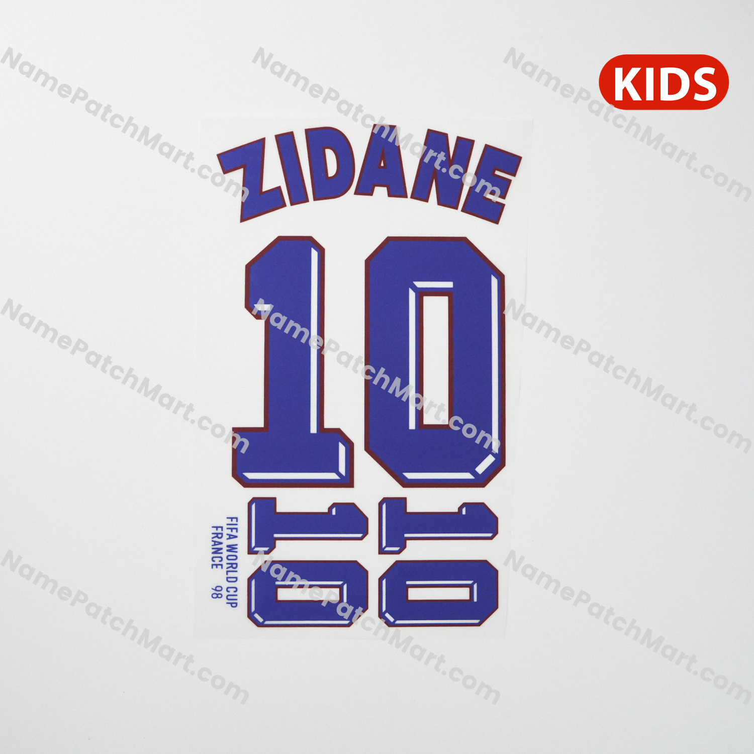 KIDS Zidane #10 - France 1998 Away  | Name Number Set - NamePatchMart.COM