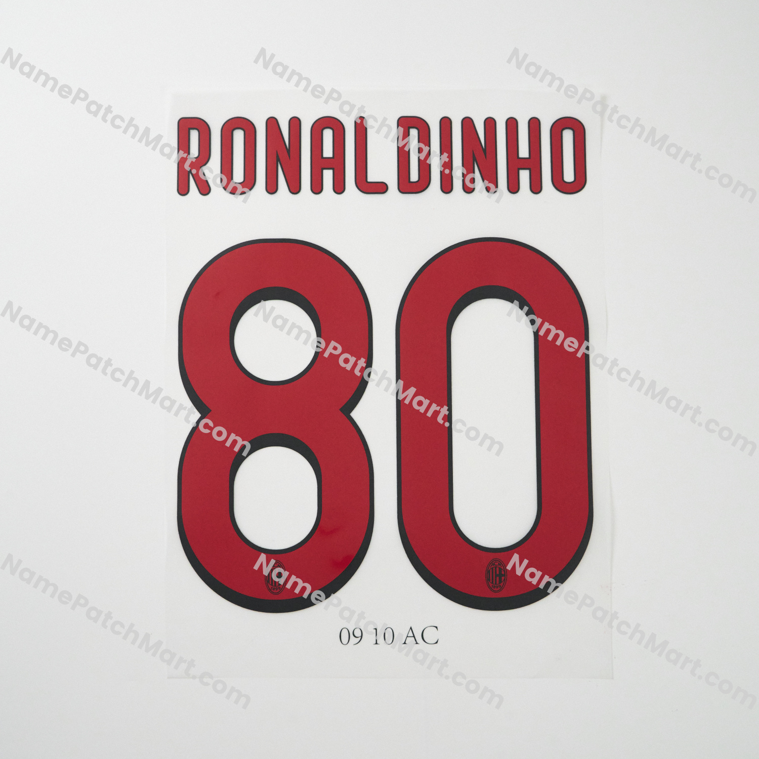 Ronaldinho #80 - AC Milan 2009-10 Away  | Name Number Set - NamePatchMart.COM