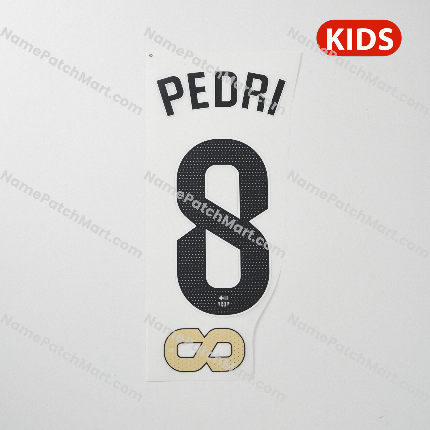 Pedri #8 (La Liga) - Barcelona 25-26 Away KIDS  | Name Number Set - NamePatchMart.COM