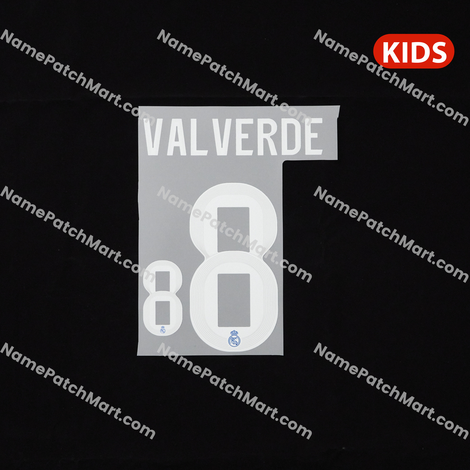 KIDS Valverde #8 (Champions League) - Real Madrid 25-26 Third  | Name Number Set - NamePatchMart.COM
