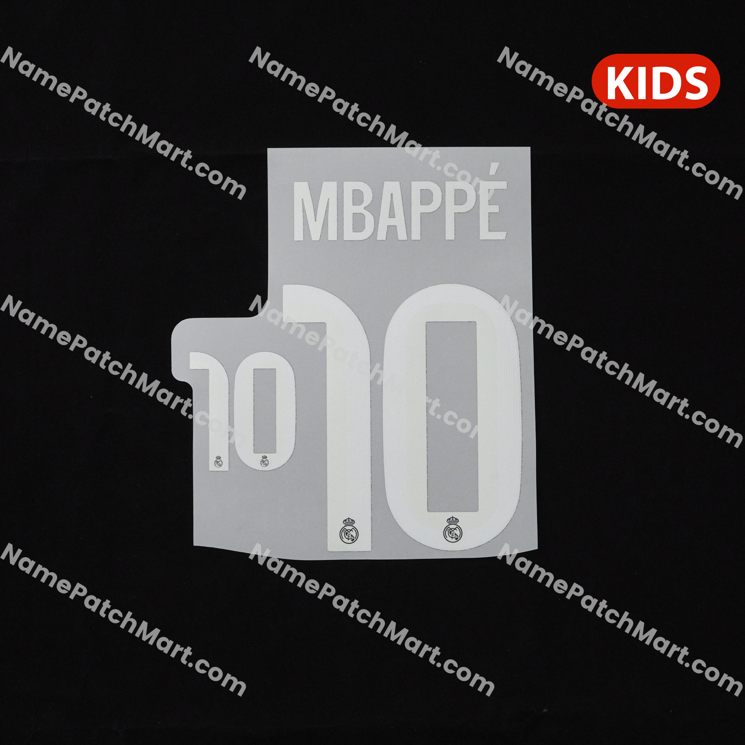 KIDS Mbappé #10 (Champions League) - Real Madrid 25-26 Away  | Name Number Set - NamePatchMart.COM