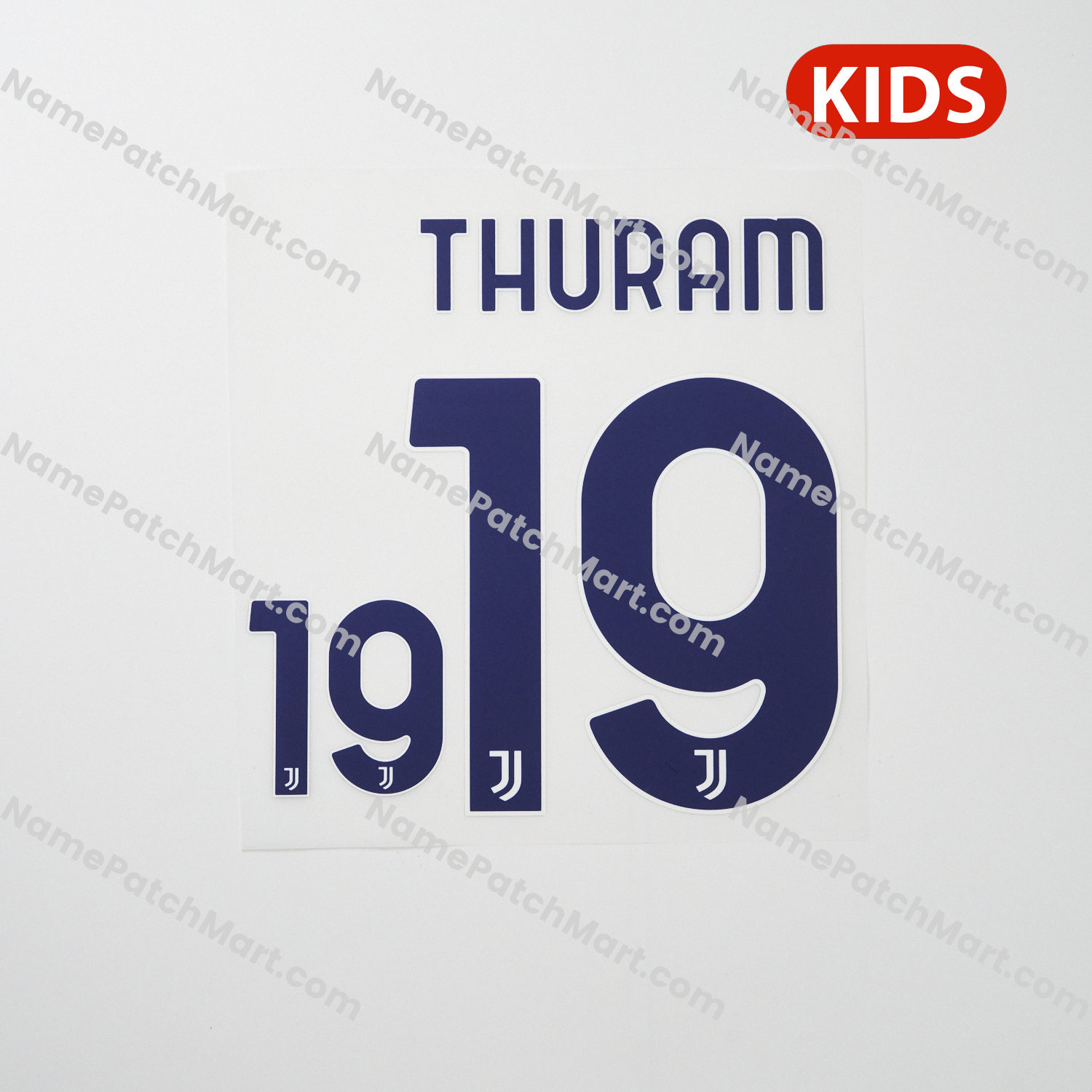 KIDS Thuram #19 - Juventus 25-26 Away  | Name Number Set - NamePatchMart.COM