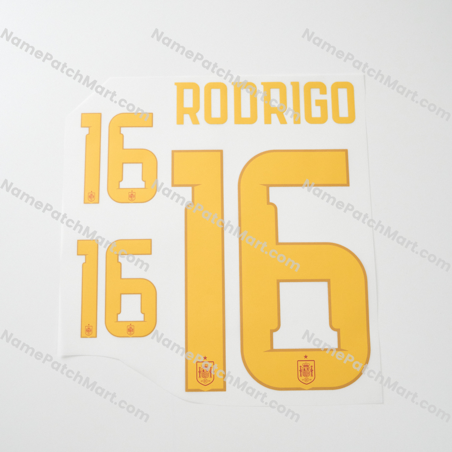 Rodrigo #16 (World Cup 26) - Spain 2026 Home  | Name Number Set - NamePatchMart.COM