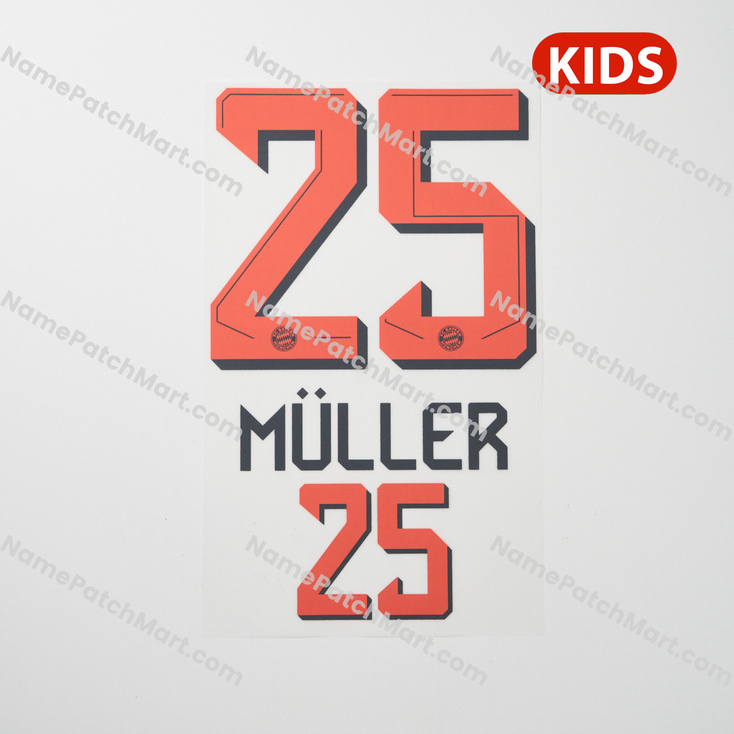 KIDS Müller #25 - Bayern Munich 25-26 Away  | Name Number Set - NamePatchMart.COM